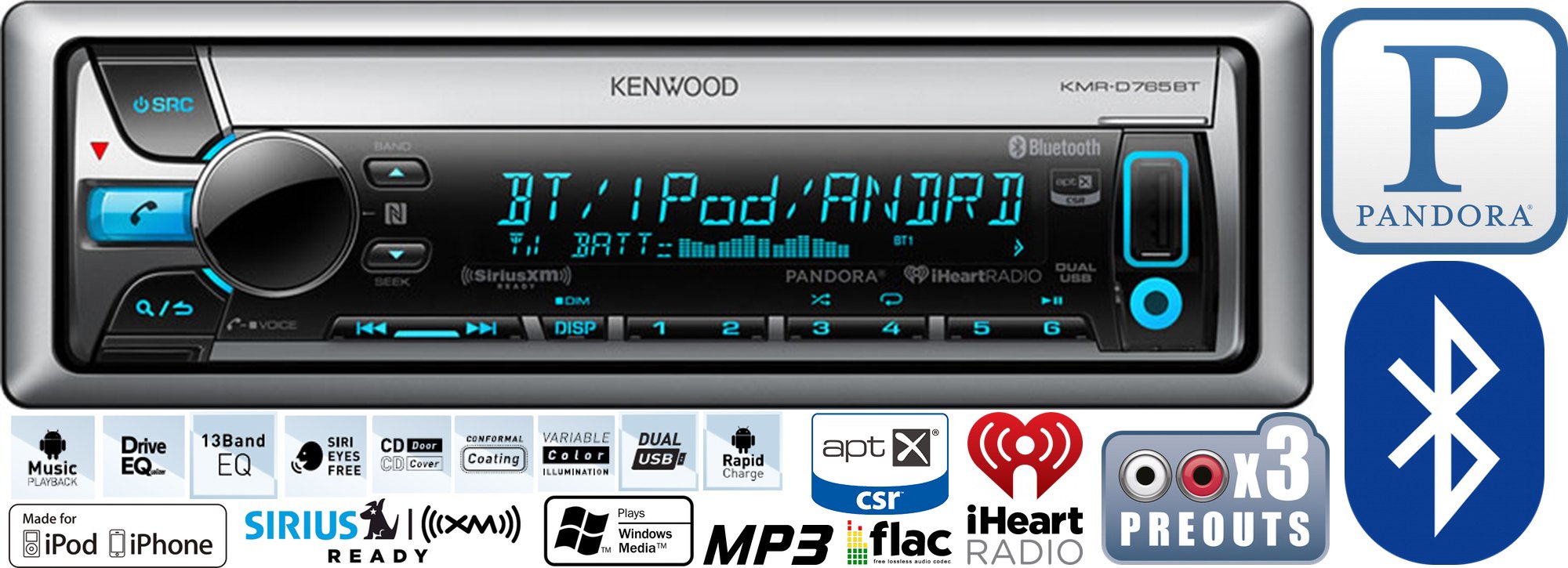 Amazon.com: kenwood KMRD765BT Marine CD Receiver with Bluetooth