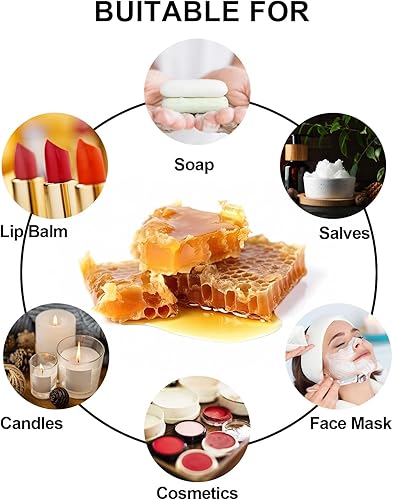 Miniatura 4 de Gadojuewo Pellets de cera de abejas blanca orgánica  14.24 oz de cera de abeja pura para hacer velas, pellets de cera de abeja para la piel, cera de