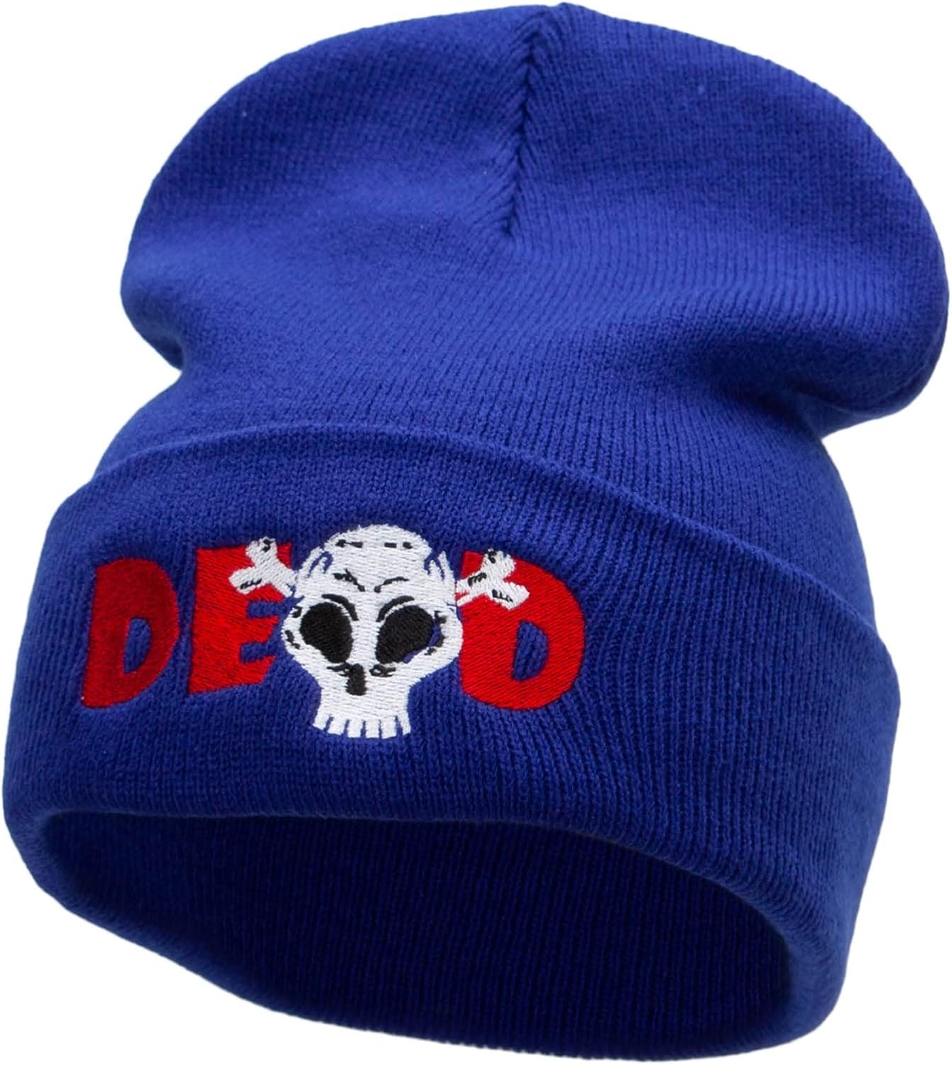 e4Hats.com Dead Skull Embroidered 12 Inch Long Knitted Beanie