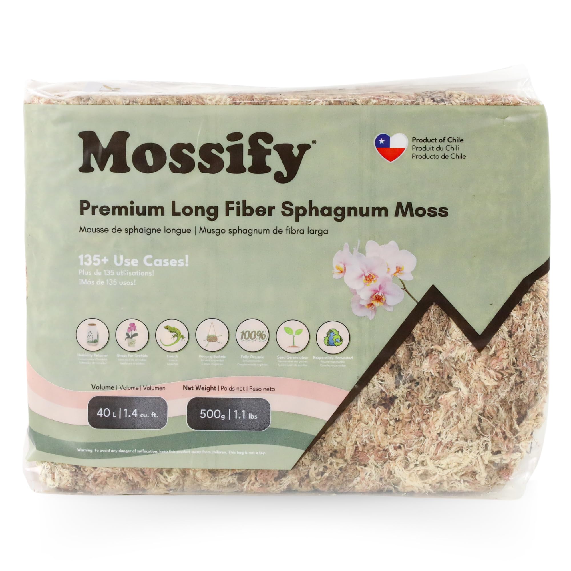 Mossify Premium Sphagnum Moss for Plants 5kg, 11 lbs - Moss for Plants Indoor & Outdoor – Moisture Retaining & Long Lasting – Ideal Sphagnum Moss for Reptiles, Terrariums, Gardening, Clean Habitat