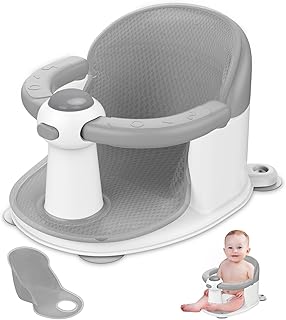 Baby Bath Seat for Babies 6 Months & up, Soft Cushion, Non-Slip Baby Bath Seat, Safe & Comfortable Baby Bath Support, for Bathtub/Living Room/Shower Room (Grey)