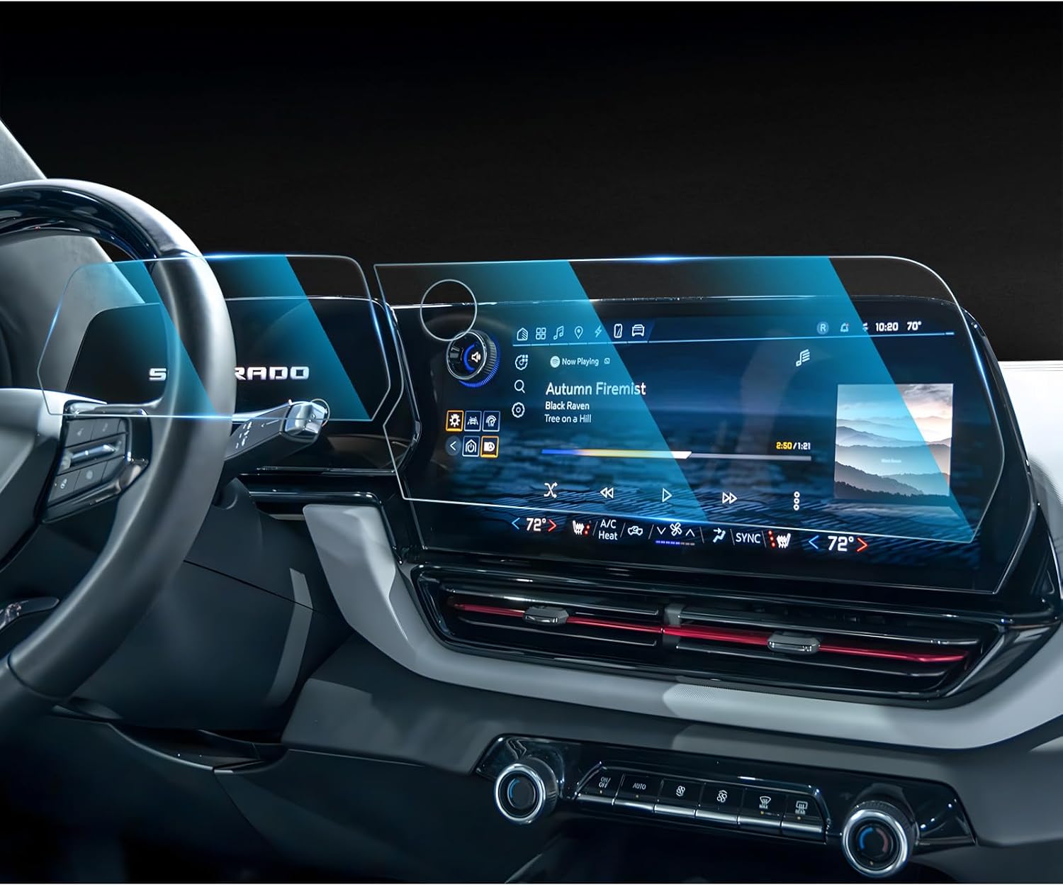 For 2024 2025 2026 Chevrolet Silverado EV Screen Protector - (2PCS) 9H HD Tempered Glass - Chevy Silverado EV (LT, RST) 17.7 Inch Touchscreen & 11 Inch Instrument Accessories