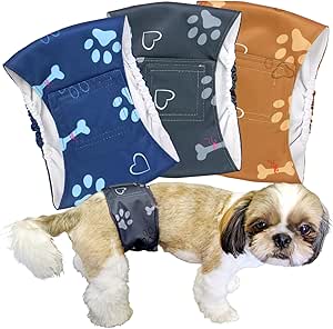 【獣医師監修】「LaLa-Pets/petsapplies」マナーベルト 犬 男の子 3点セット メッシュ裏地 防水加工 サイズ調整可能 お漏らし対策 マーキング防止 介護用 (肉球, L)
