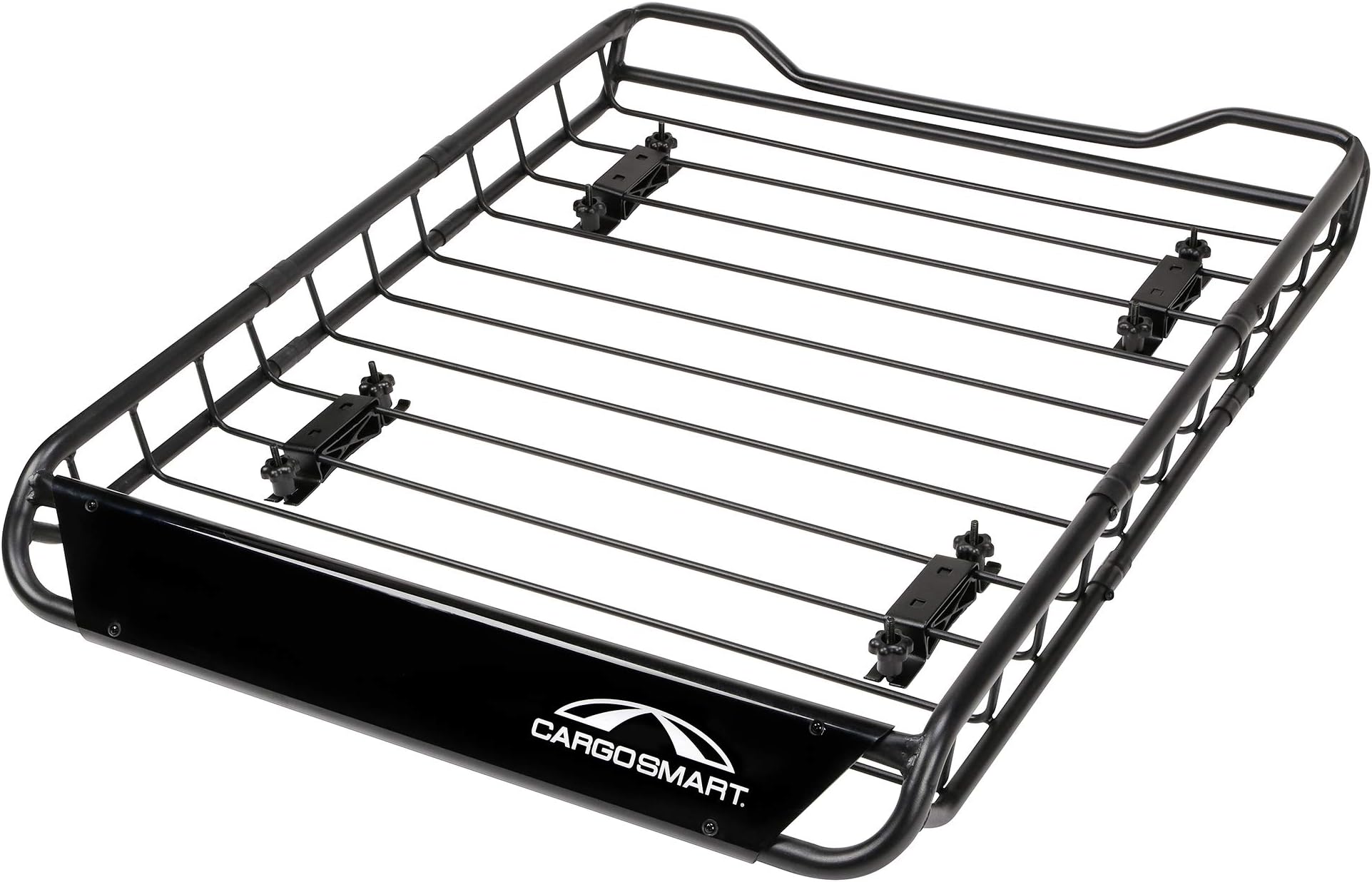 CARGOSMART Rooftop Cargo Basket, 44”x35.8”x4.8” – Expands Carrying Capacity of Vehicle – Mounts to Cross Bars – Solid Steel Construction – Wind and Rain Deflector – Easy Installation