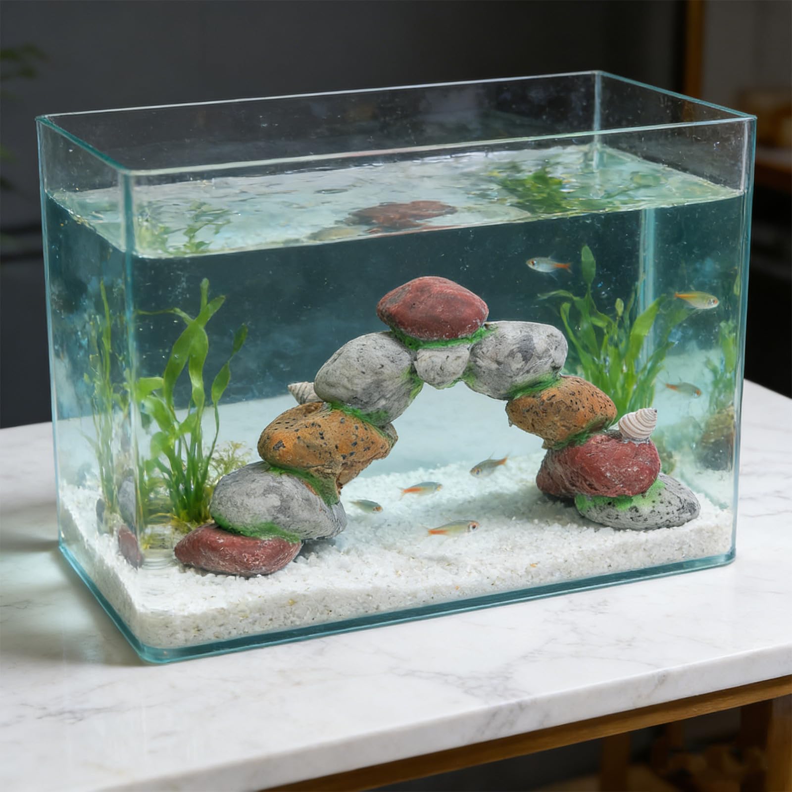 Kichvoe Decorazione rocciosa a Forma di Grotta per Acquario: di Pietra per nascondiglio per Acquario di Pesci Betta - Ornamento Decorativo per per gamberetti Betta, rifugio territoriale per