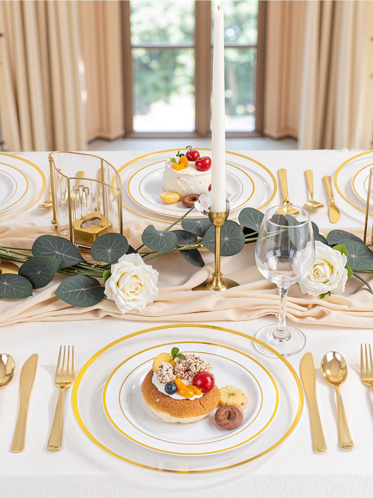 WDF 25Pack Gold Charger Plates - 12inch Clear Chargers With Gold Trim - Clear Plates Disposable For Wedding Baby Shower Spring Birthday - View #7