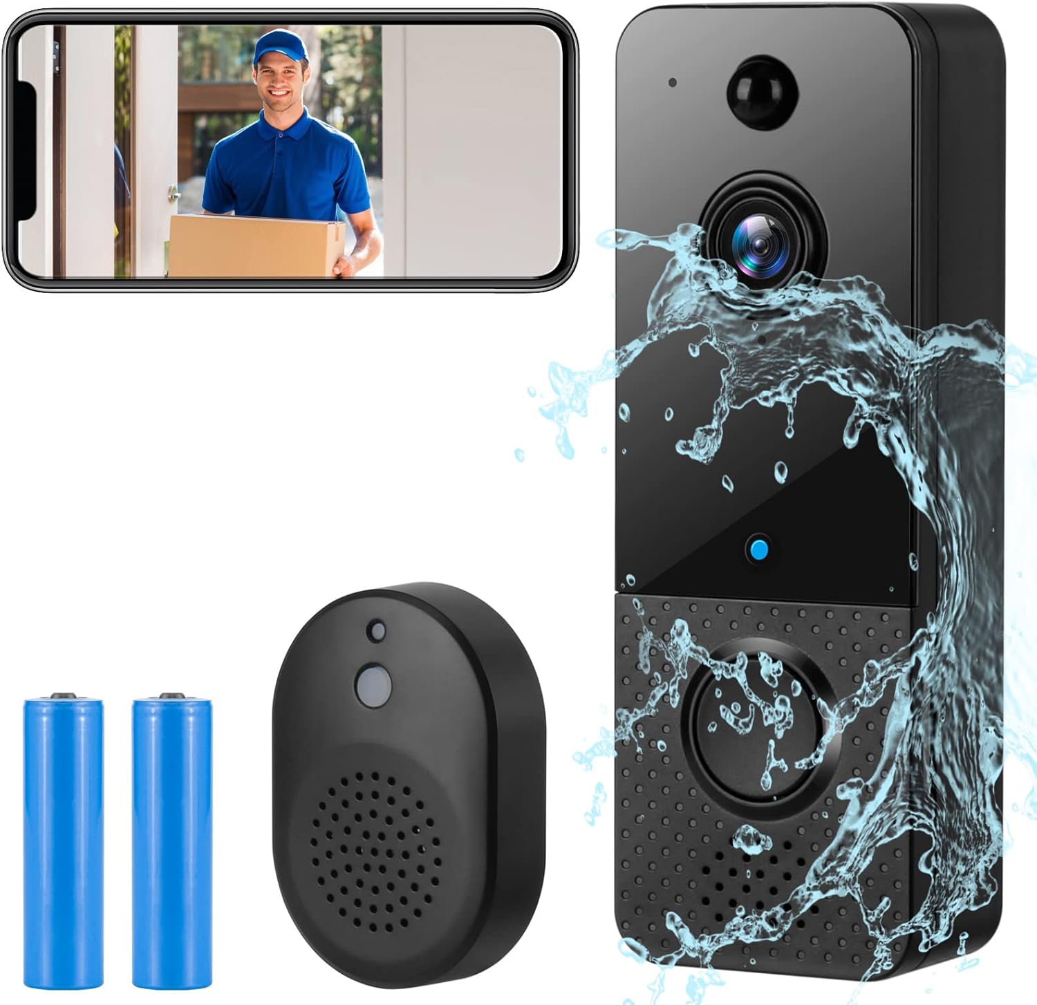 Doorbell Camera, 1080P HD Video Doorbell Wireless, Smart Doorbell with