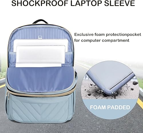 Miniatura 9 de VANKEAN Mochila para laptop para mujer, bolsa de trabajo para computadora portátil, elegante con puerto USB, Acolchado, negro, Classic