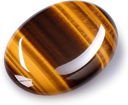 Polished Tigers Eye Worry Stone, Natural Palm Crystal for Calming Focus, Meditation & Relaxation, Spiritual Gift