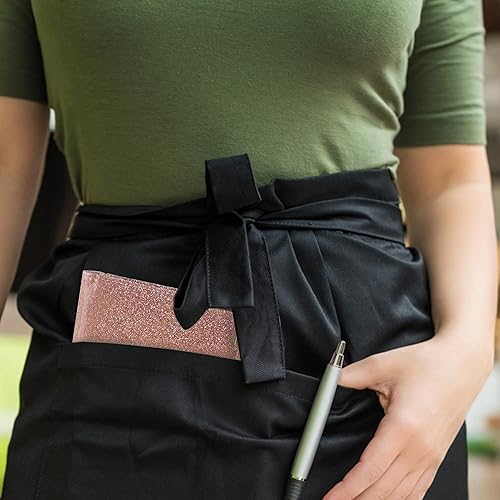 Miniatura 5 de DGBDPACK Libreta para meseros de cuero, organizador de libro con cremallera para personal de restaurantes, 5 bolsillos grandes con soporte para