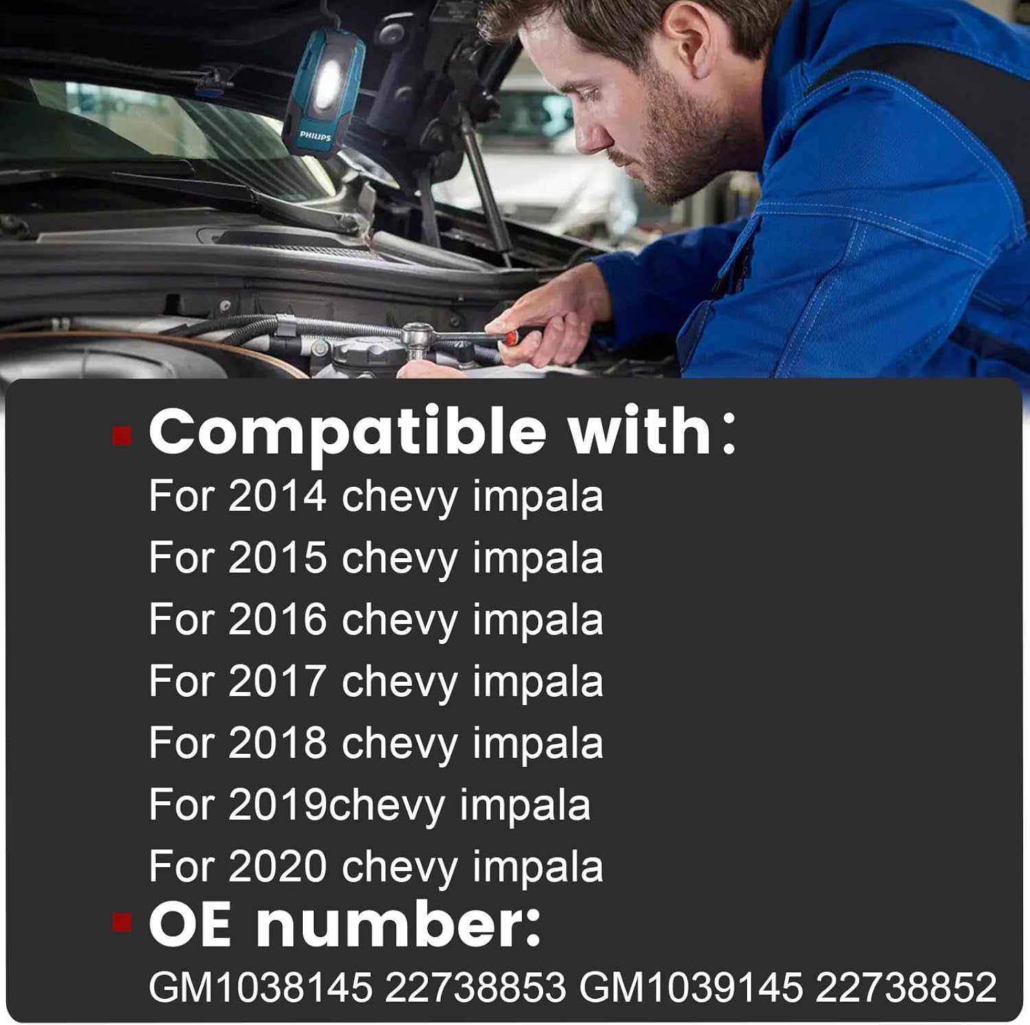 iKer Front Fog Light Cover Set Compatible with Chevy Impala 2014-2020 Fog Lamp Cover Driver Passenger Side Left Right Hand Replace:GM1038145 22738853 GM1039145 22738852