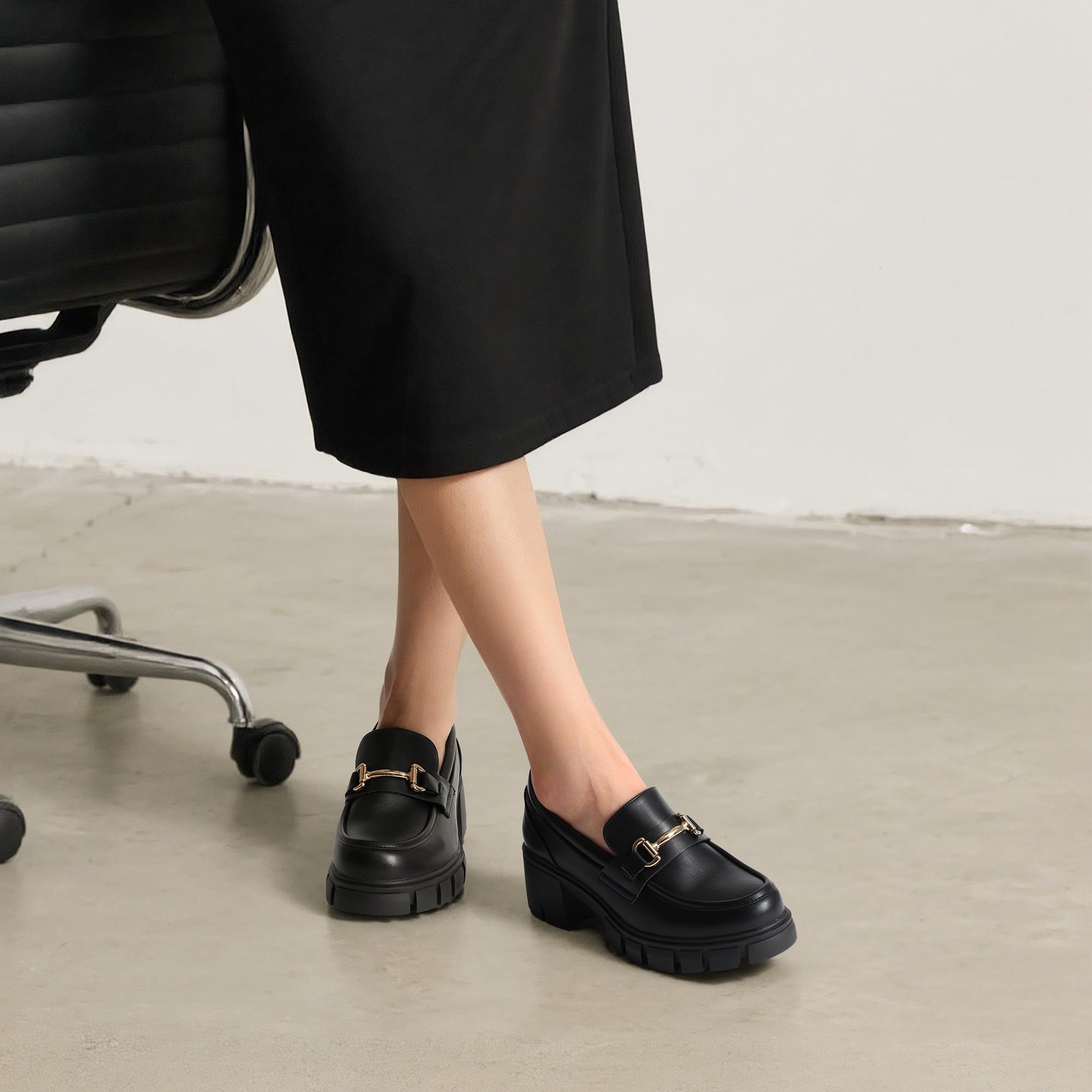 DREAM PAIRS Women's Platform Chunky Loafers