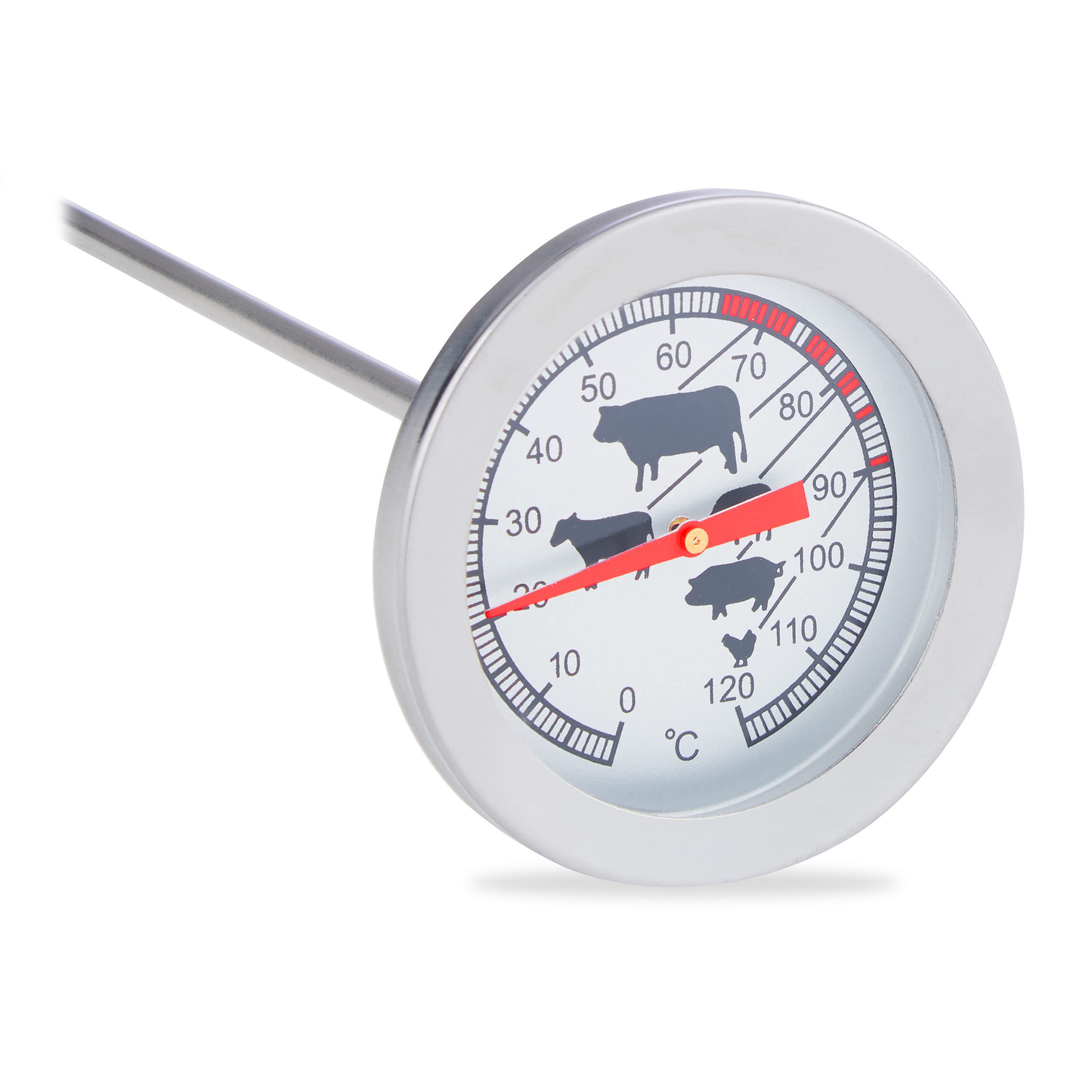 10 Termómetros de cocina, Analógicos, Punción, Acero inoxidable, 20 cm