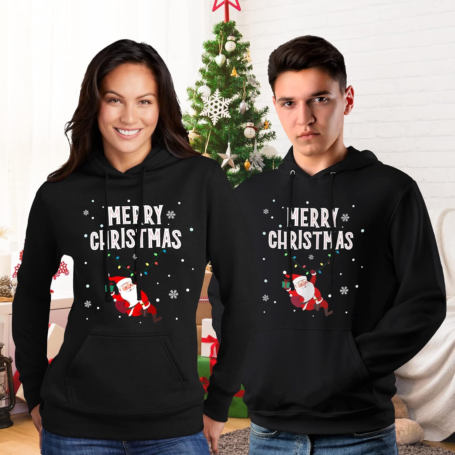 GotPrint Hanging Santa, Unisex Christmas Sweaters for Women, Men, Funny Gifts Christmas Hoodies, Cozy Warm Holiday Sweater