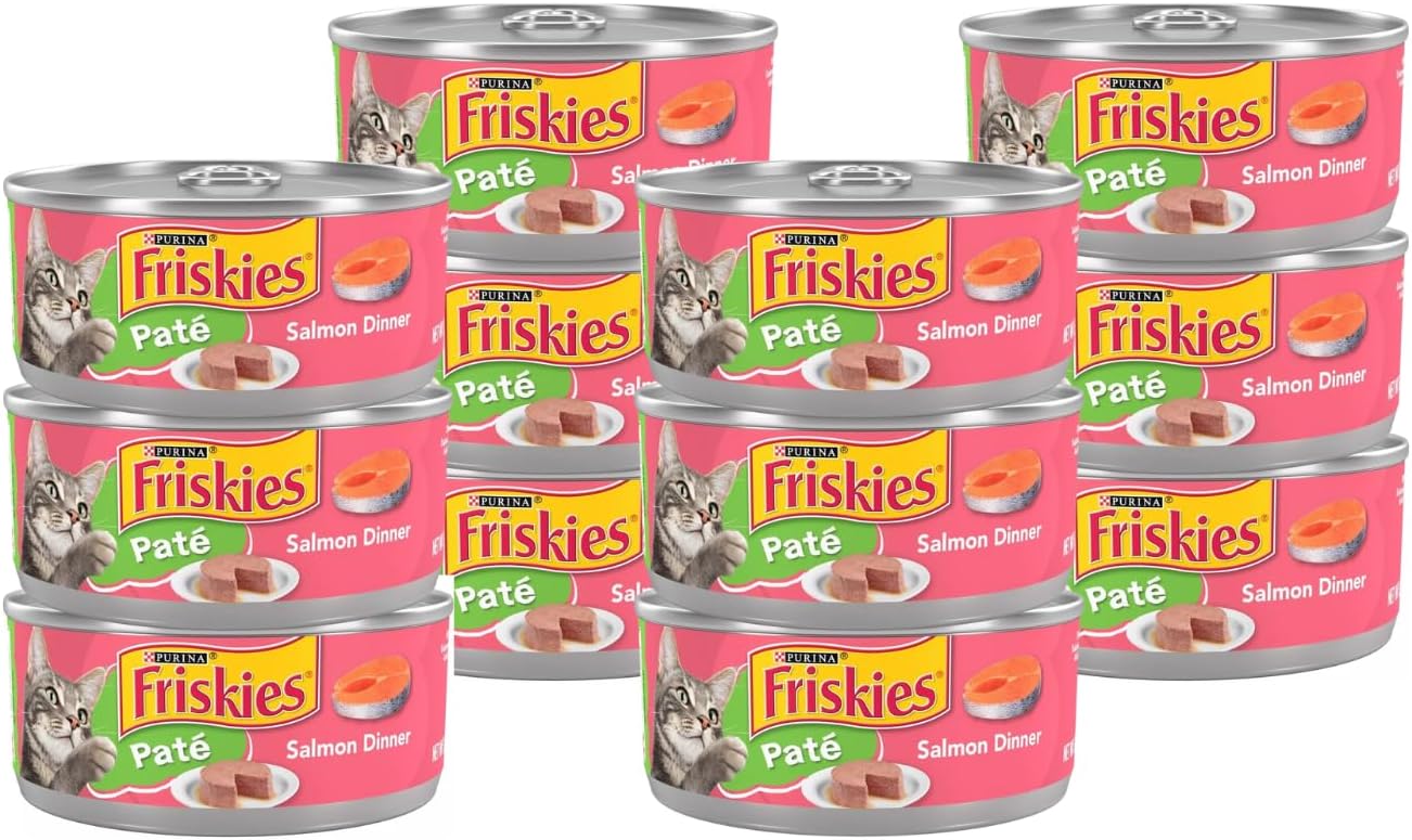Friskies Purina Salmon Dinner Pate Wet Cat Food 5.5 Ounce (Pack of 12)