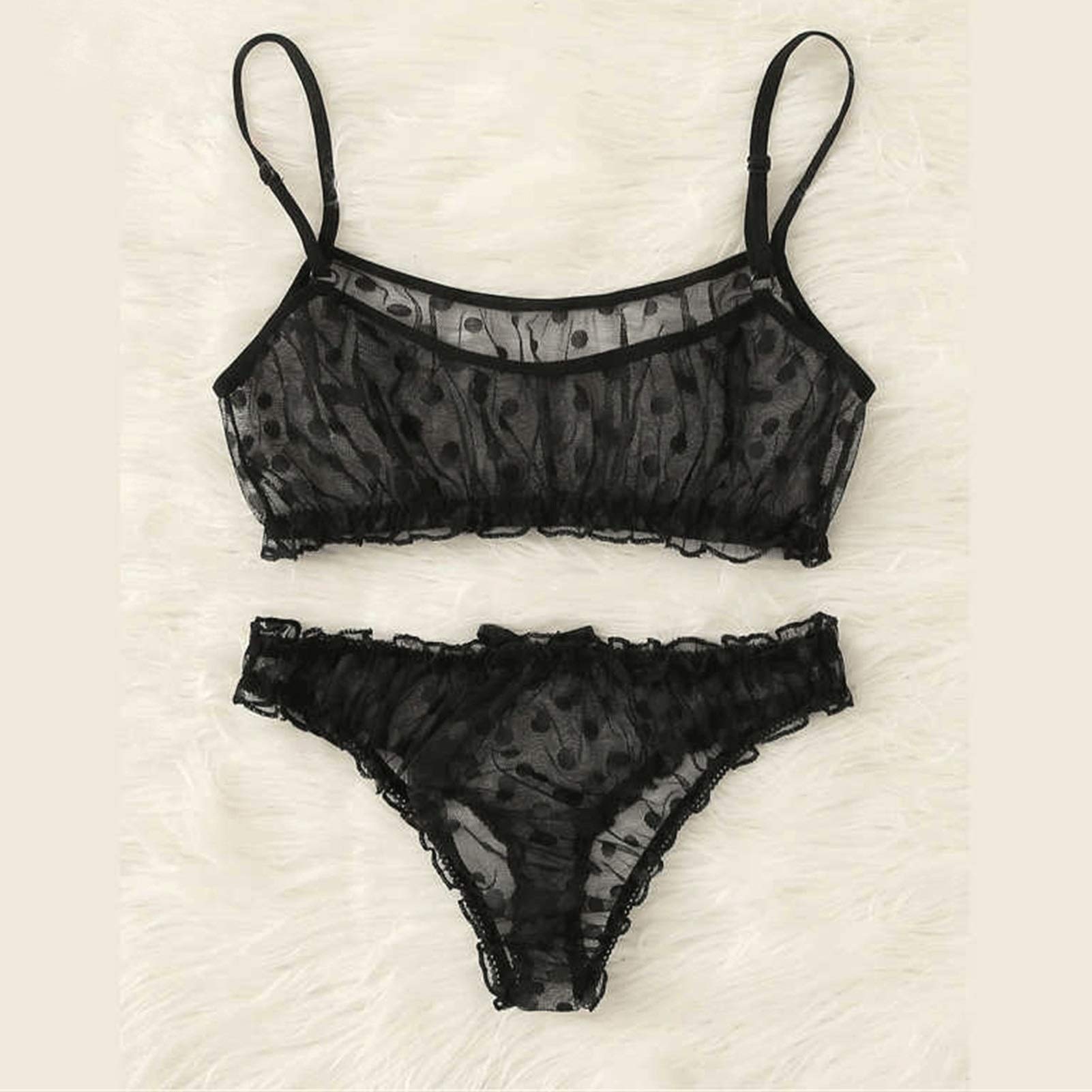 Conjunto de lencería Sexy para Mujer Conjunto de Sujetadores de Encaje para Mujer, Sujetador Bralette con Correa de Encaje y Conjunto de lencería con Bragas Push