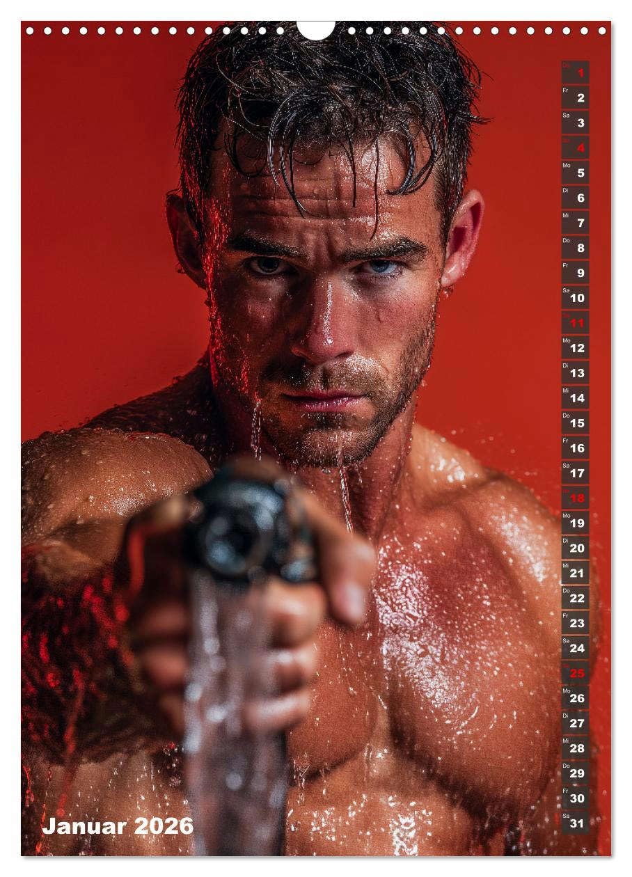 Lösch mich - Sexy Feuerwehrmänner fast nackt im Männerkalender (Wandkalender 2026 DIN A3 hoch), CALVENDO Monatskalender: Erotischer Männerkalender: ... mit Sixpack im Einsatz. (CALVENDO Erotik)