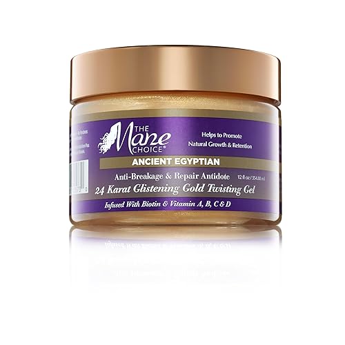 The Mane Choice Ancient Egyptian - Gel para el cabello retorcido de oro de 24 quilates, definición y brillo para cabello seco, dañado, teñido o