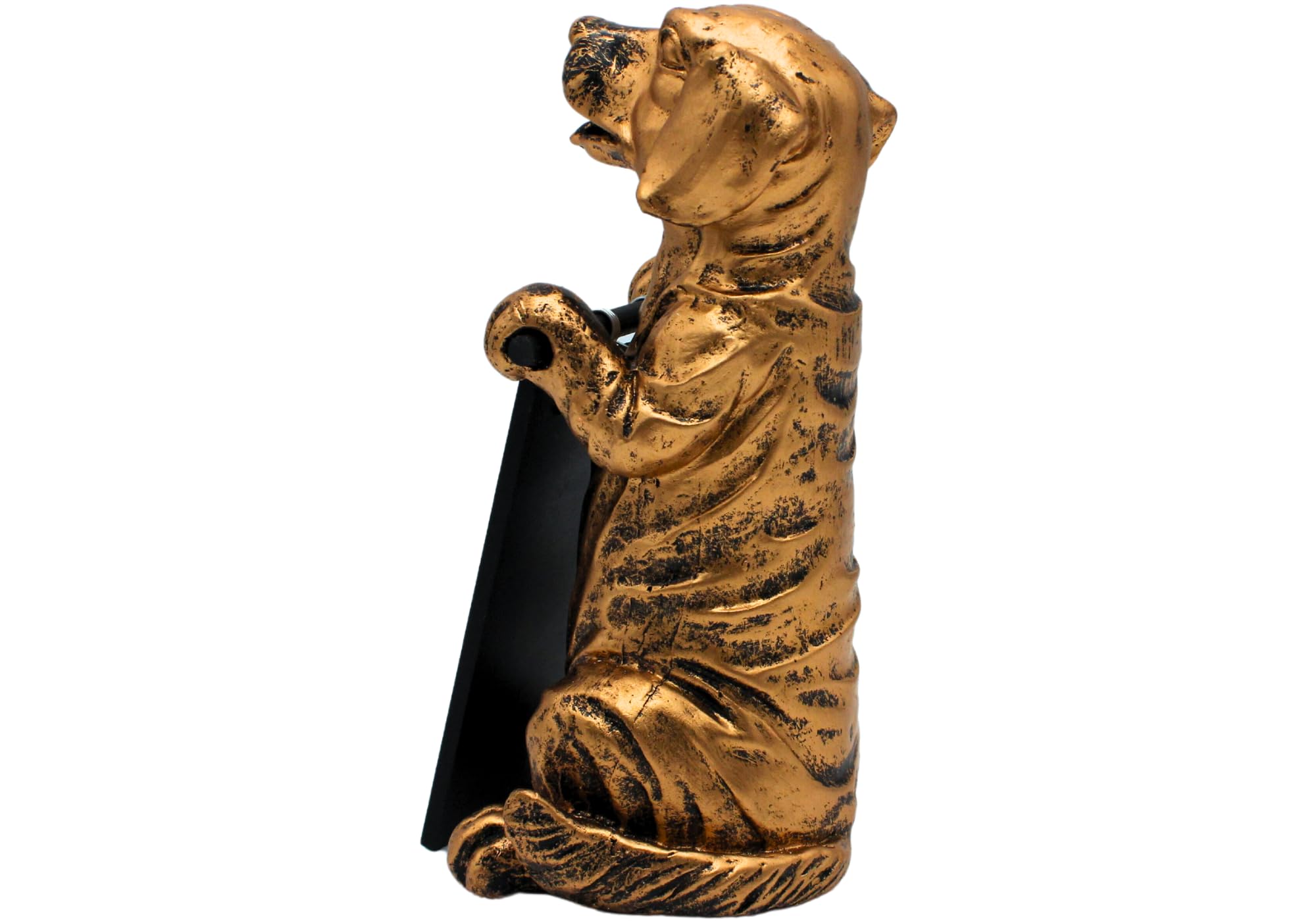 Dekohelden24 Decorative dog figure in gold, with board for labelling size: L/W/H approx. 9.5 x 12.5 x 22 cm, 22 cm - Image 3