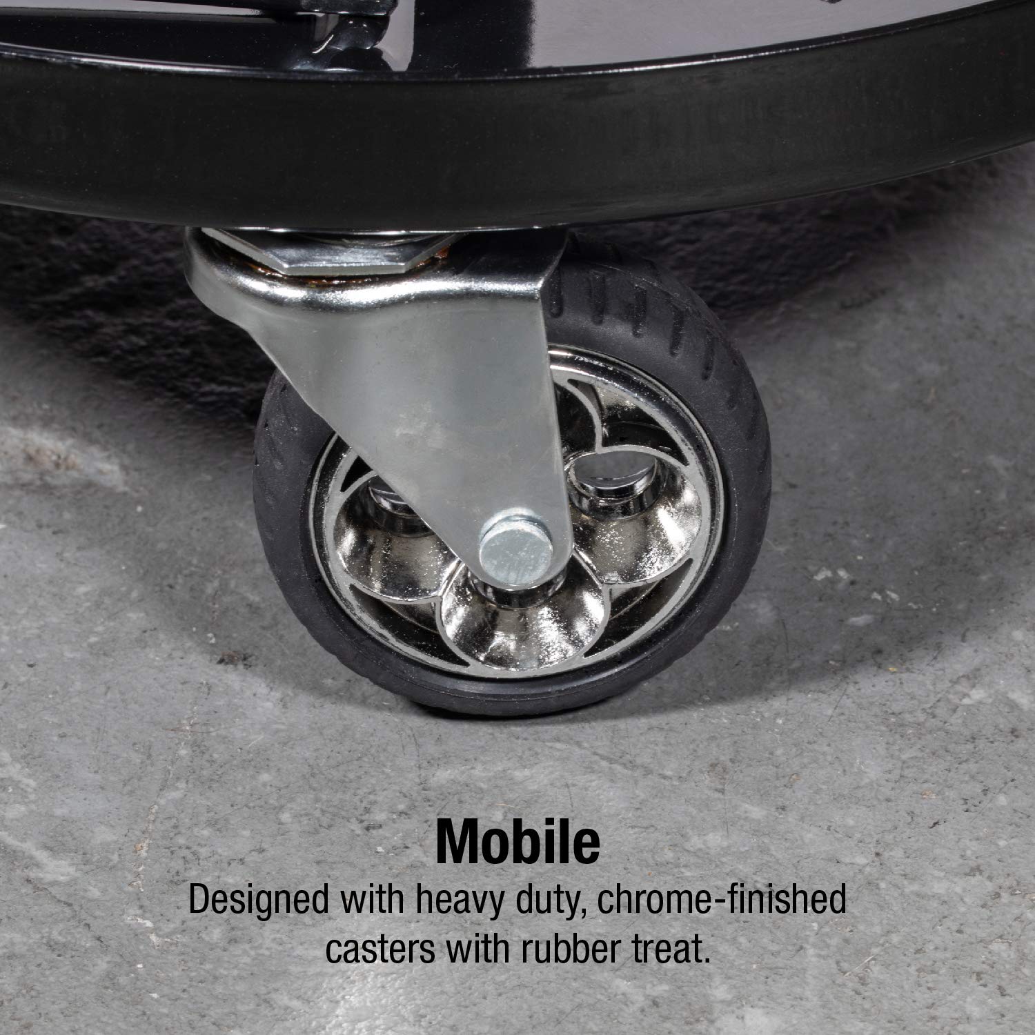 (He's talking about the tires)Sunex Tools 8514 300-Pound Capacity Telescoping Tractor Seat with Parts Tray and 3.5-Inch Heavy Duty Casters