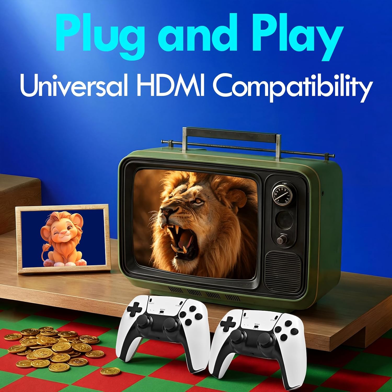 Retro Gaming Console with 23 Emulators, 2026 Game Stick with 20,000+ Classic Titles 4K HDMI Output Retro Game Console Plug and Play with Dual 2.4GHz Controller, 64G