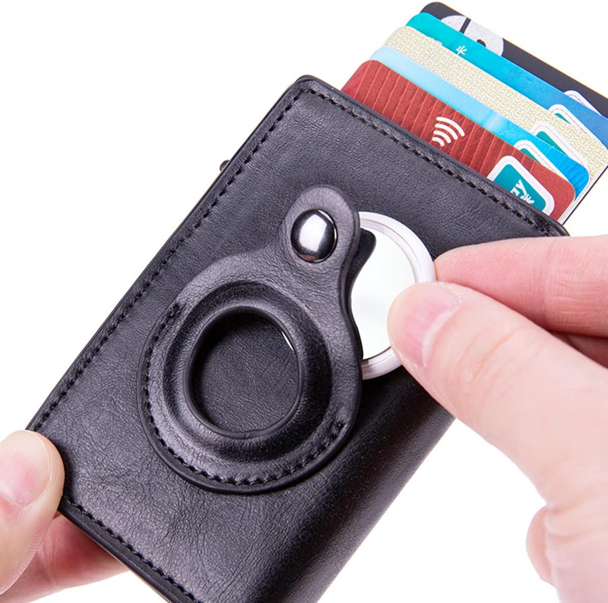 Anti-Lost Multi-Card Slot Credit Card Wallet,RFID Blocking Minimalist Wallet,Wallet for Men Women with Airtag Slot