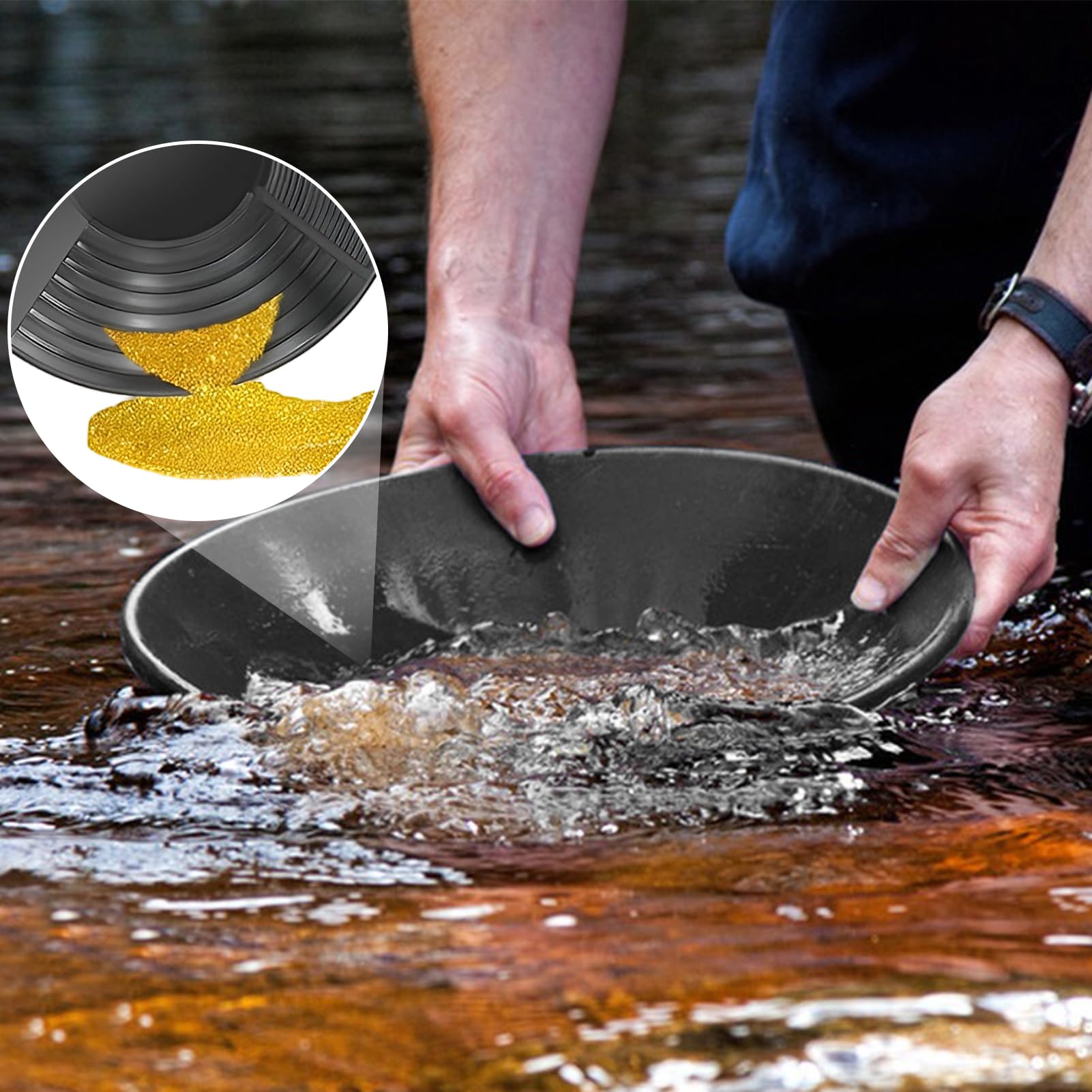 Setaccio per Oro Strumenti di Estrazione d'oro Set completo di Grondaie per Bucato Dorato, 38,5 cm