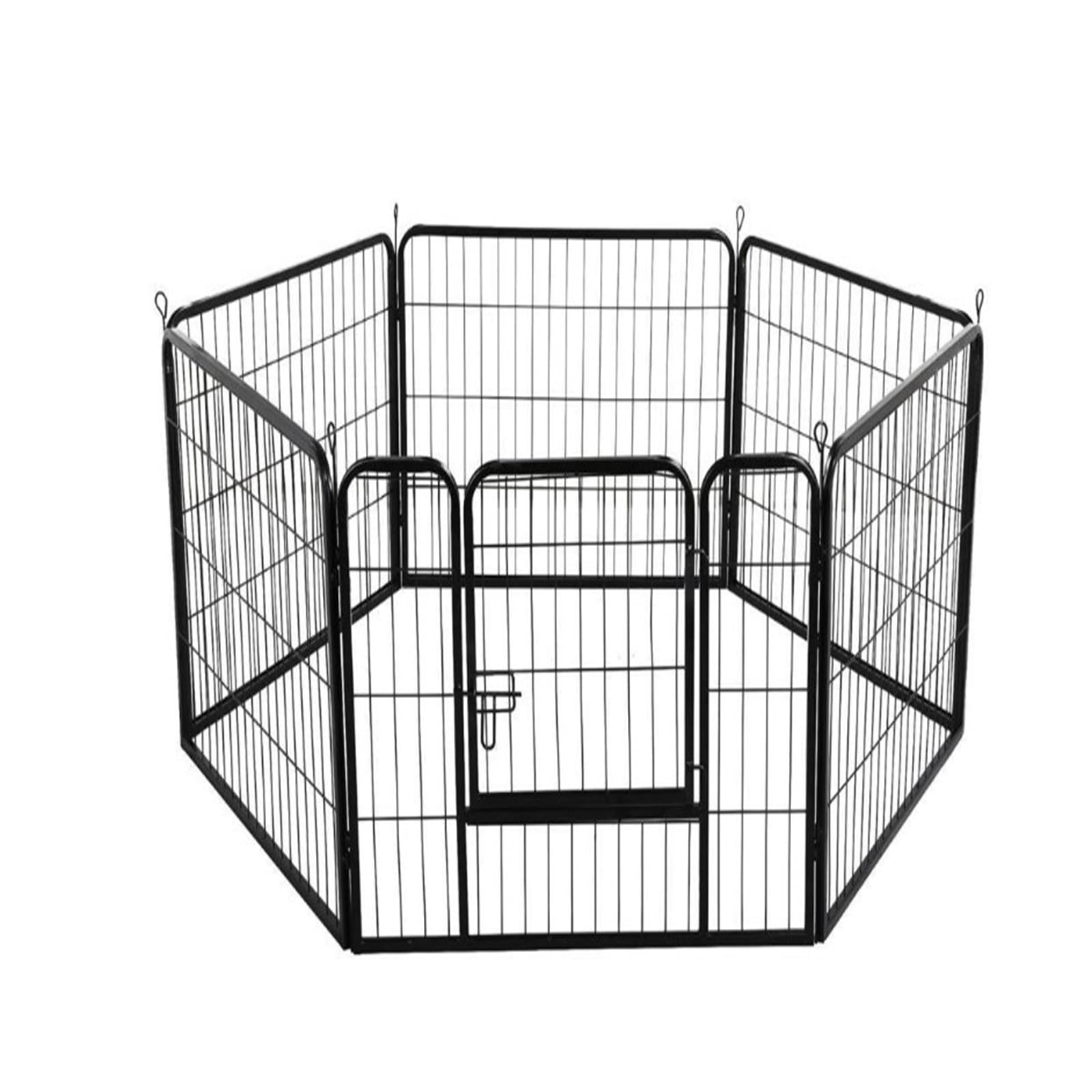 Homewell - Valla plegable para mascotas (8 unidades, 80 x 60 cm, valla de metal para mascotas, valla de juego para mascotas y uso en interiores y exteriores