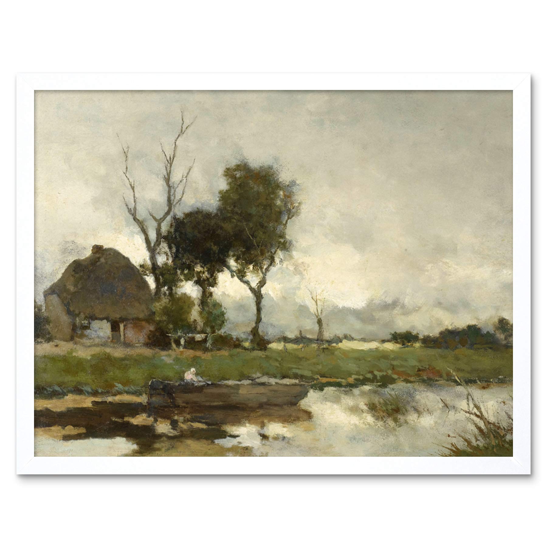 Artery8 Weissenbruch Autumn Landscape Cottage Painting Art Print Framed Poster Wall Decor 12x16 inch