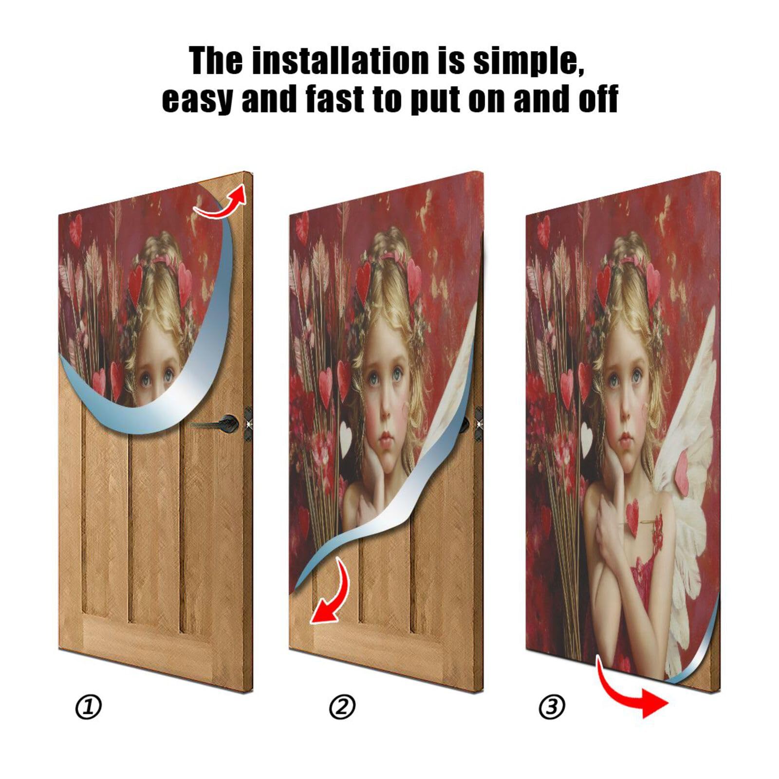 FLildon Love God Wings Valentine's Day Door Cover Decoration, Party Accessory Porch Decor for Festive Ornament Room Door Covers 36 x 98 Inch