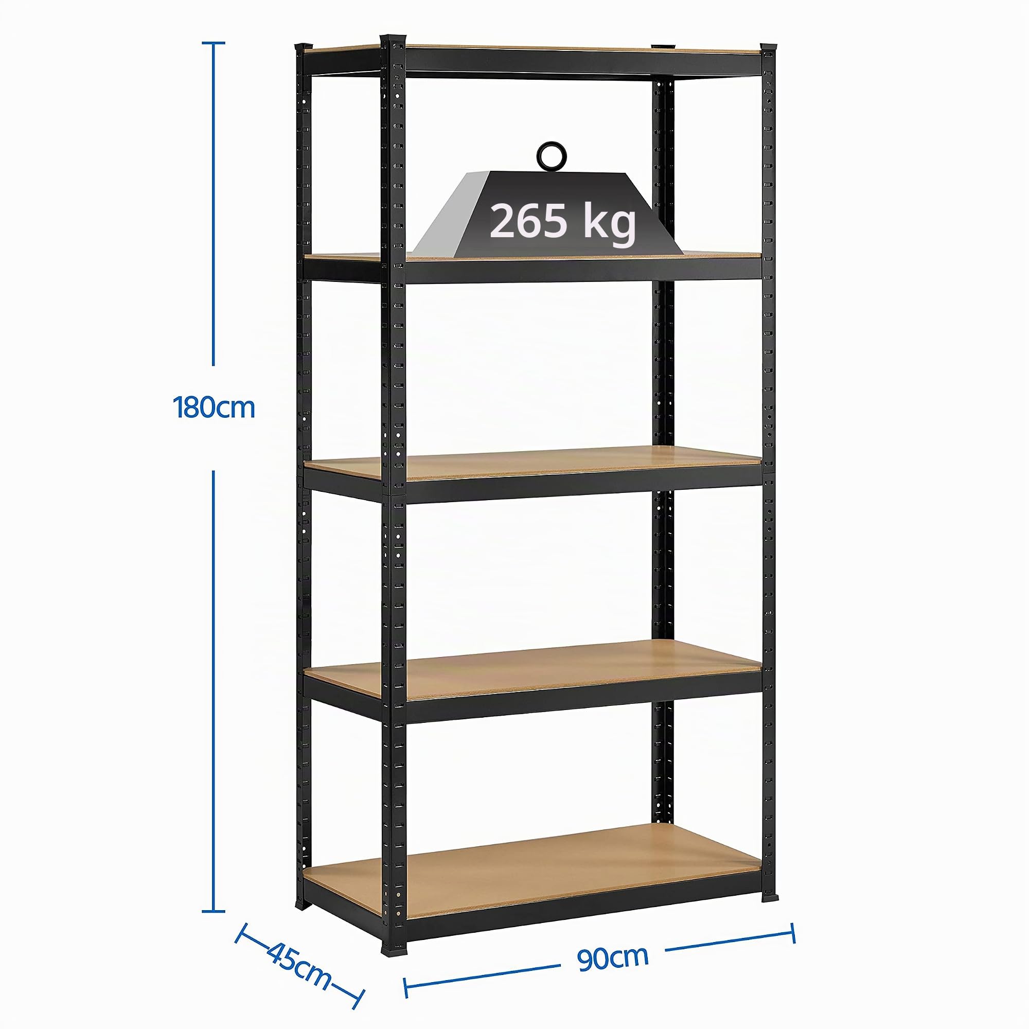 Yaheetech 3X Lagerregal mit 5 Höhenverstellbaren Regalböden Schwerlastregal Steckregal Werkstattregal, 270 × 45 × 180 cm, 265 kg Last je Regalboden