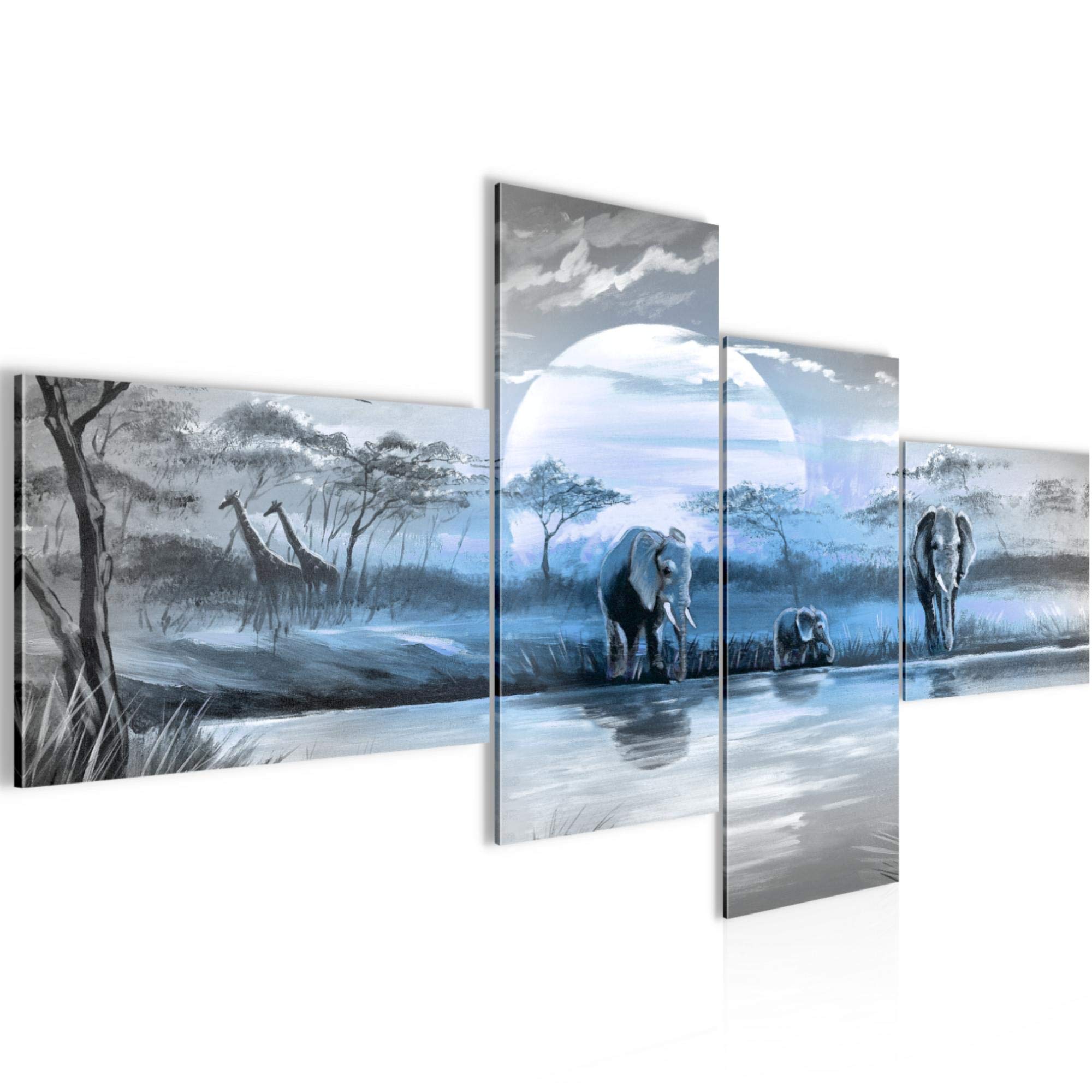 Runa Art Savannah C Picture Xxl Africa Elephant 200 X 100 Cm Image Non-Woven Wall Art Living Room Bedroom 000741C