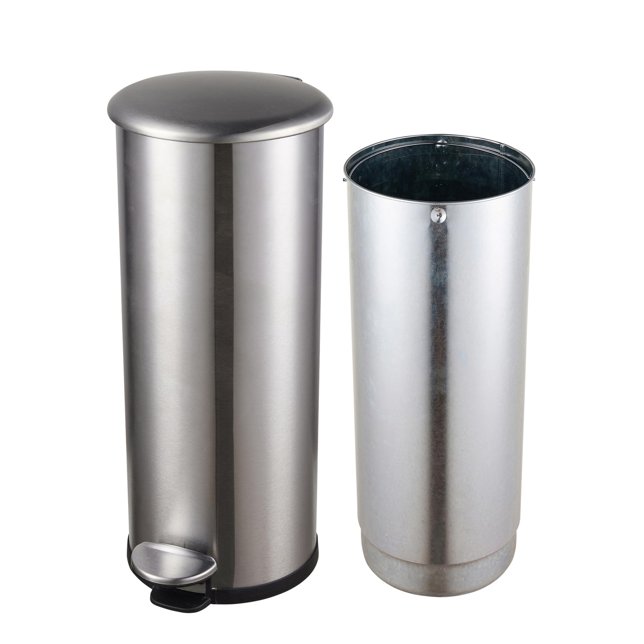 Helit H2406600 - Abfalleimer „the zinc“ Edelstahl 20 Liter | Mülleimer Edelstahl, Treteimer mit verzinktem und flammhemmendem Innenbehälter