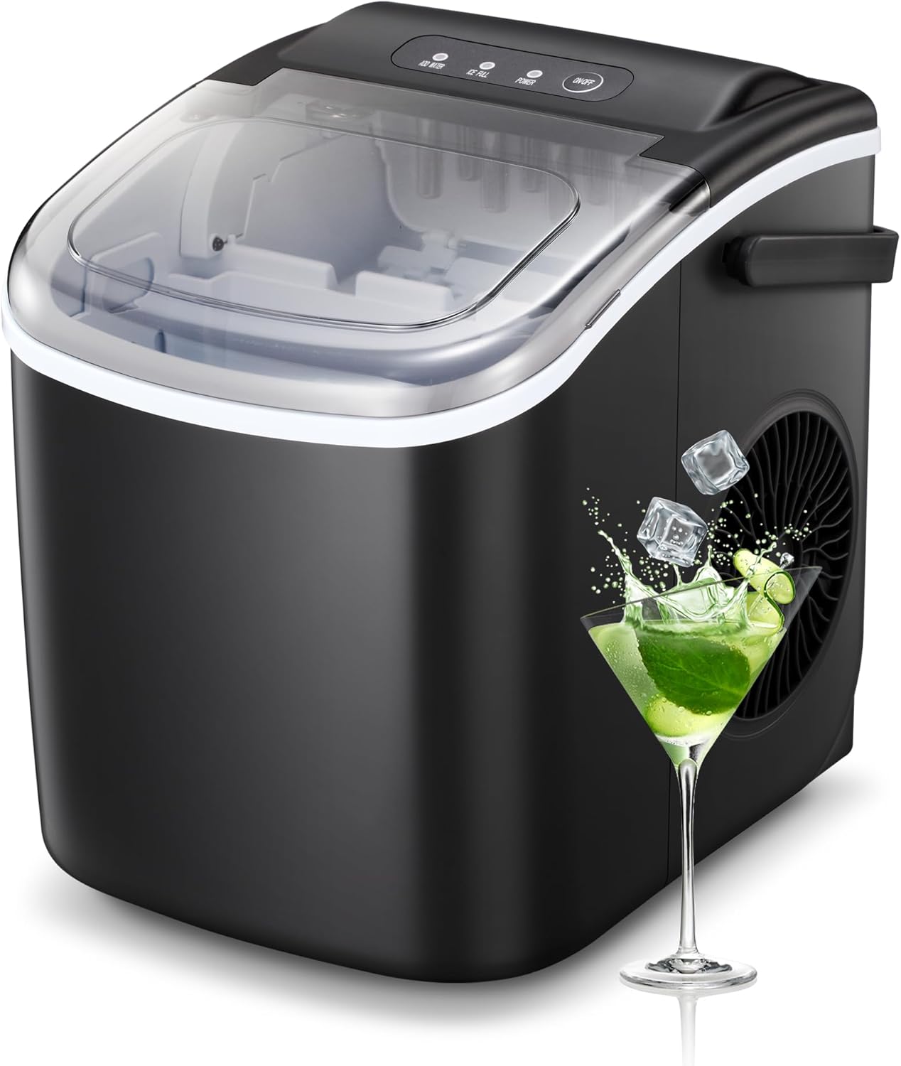 NicBex Ice Makers Countertop,Ice Machine Maker Countertop with Self-Cleaning,26Lbs/24H,9 Cubes in 6 Mins,2 Sizes of Bullet Ice,Portable Ice Maker Machine with Ice Scoop/Basket for Home,All-Black (26 Lbs/24H All-Black) Thumbnail