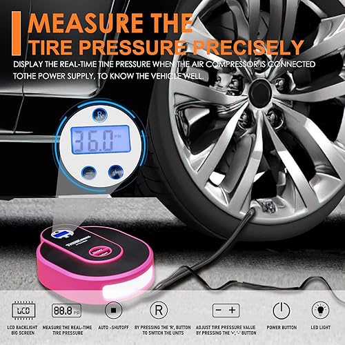 Miniatura 25 de THINKWORK - Kit de emergencia de automóvil, kit de asistencia de emergencia en carretera con cables de arranque de 10 pies, kit de primeros Rosado