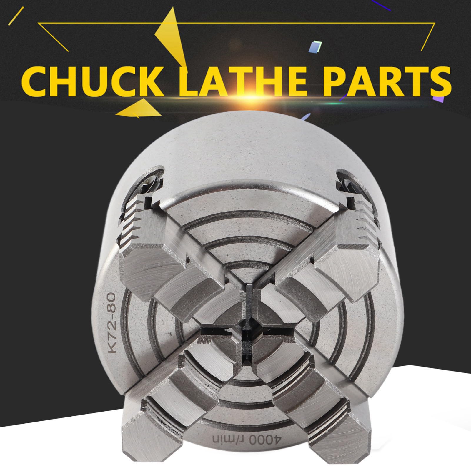 Fafeicy Plato de Torno de 4 Mordazas, Plato Independiente Reversible 80 Mm for Torno de Metal | Con portabrocas manual de 4000 r/min para torno, práctico y de uso preciso
