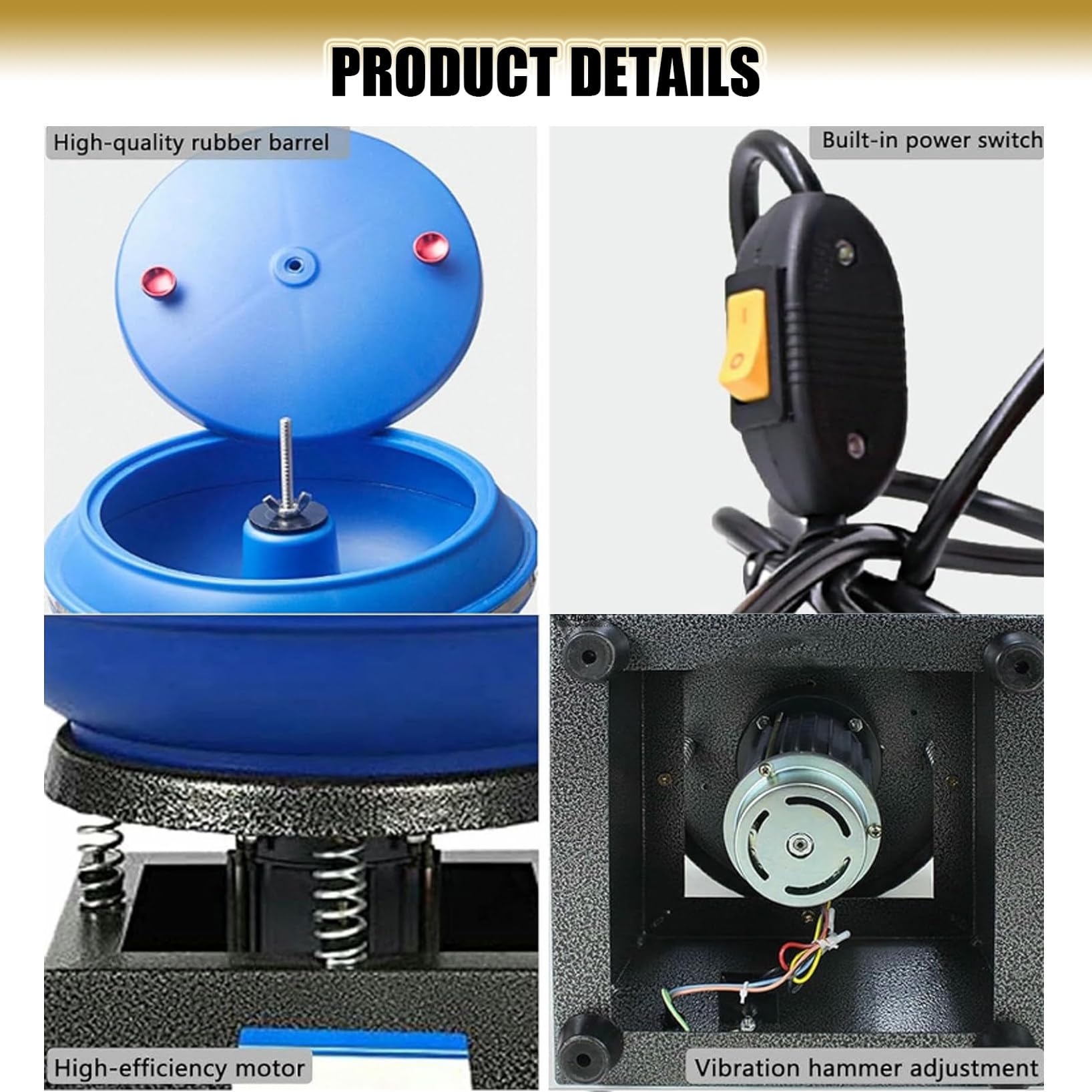 Buratto Vibrante,Lucidatrice per Gioielli con Buratto Magnetico, Buratto Elettrico da 6,2 L, Macchina per Lucidatura di Piccole Parti Metalliche, a Basso Rumore