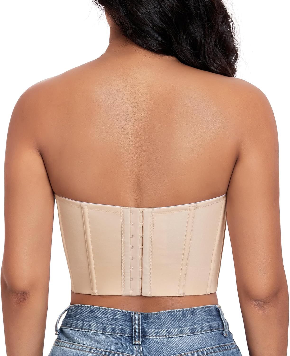DotVol Women's Longline Strapless Full Figure Underwire Corset Bustier Bra - Image 3