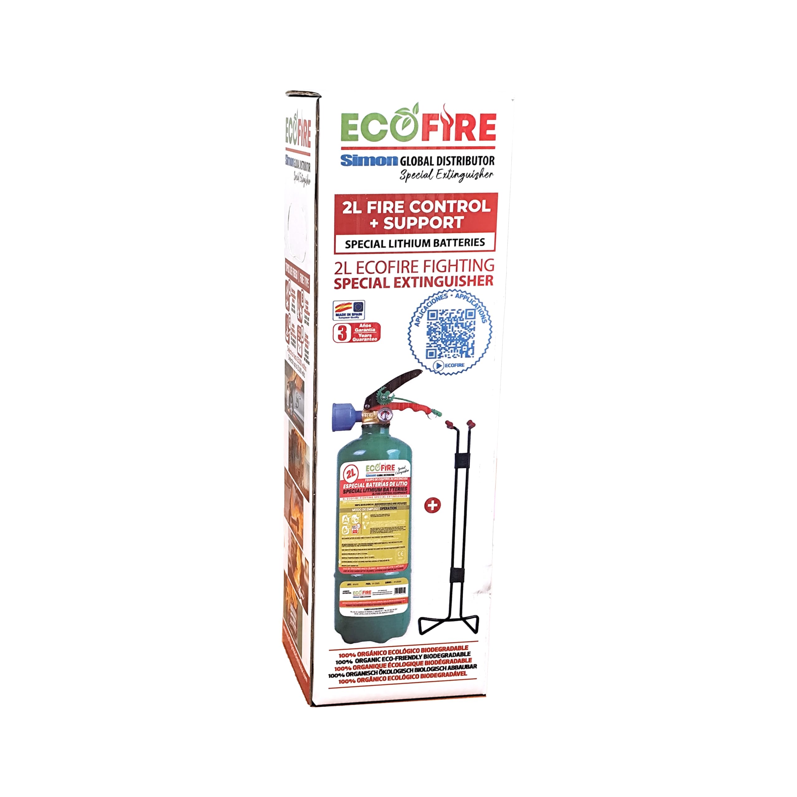 ECOFIRE Fighting ABFL gaśnica, 2 l, gaszenie baterii litowych, przyjazna dla środowiska, gaśnica Ecofire