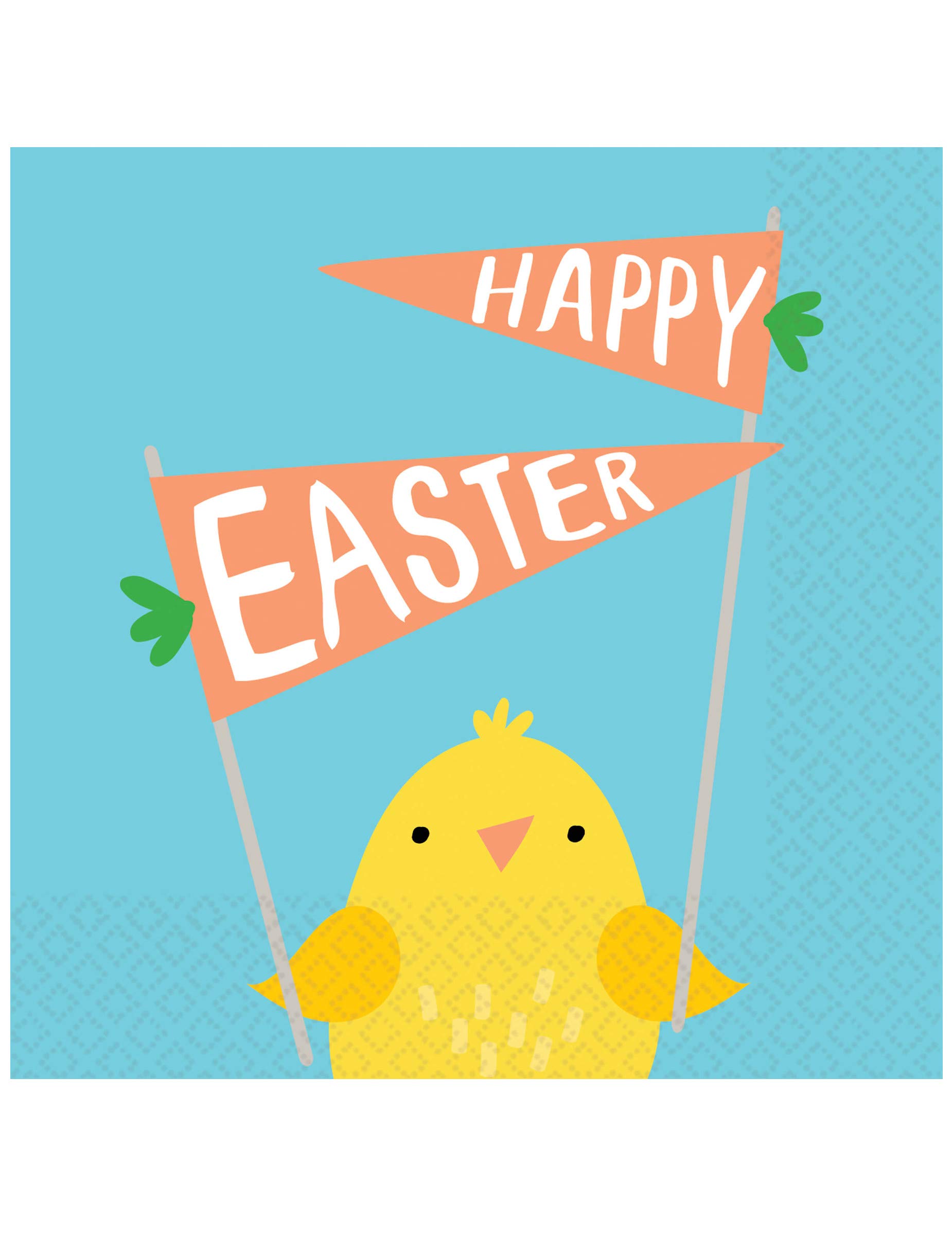 amscan Hello Bunny, Easter Blue Beverage Party Napkins, 5" x 5", 16 Ct.