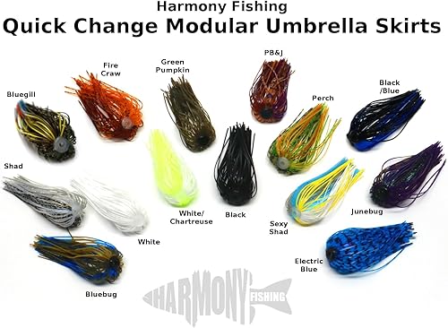 Miniatura 3 de Harmony Fishing - Faldas modulares de cambio rápido para plantillas de pesca, cebo giratorio, buzzbaits, señuelos, cebos (paquete de 10)