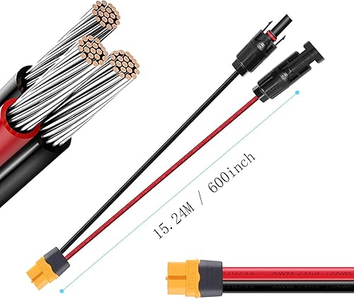 Miniatura 4 de Cable de extensión adaptador XT60, XT60 a conector solar 12 AWG cable conector de panel solar compatible con Bluetti Ecoflow River Delta Series