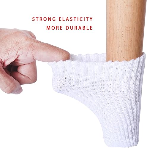 Miniatura 4 de 16 calcetines para patas de muebles, protectores de piso de punto de alta elasticidad para patas de silla, juego de fundas gruesas blancas para
