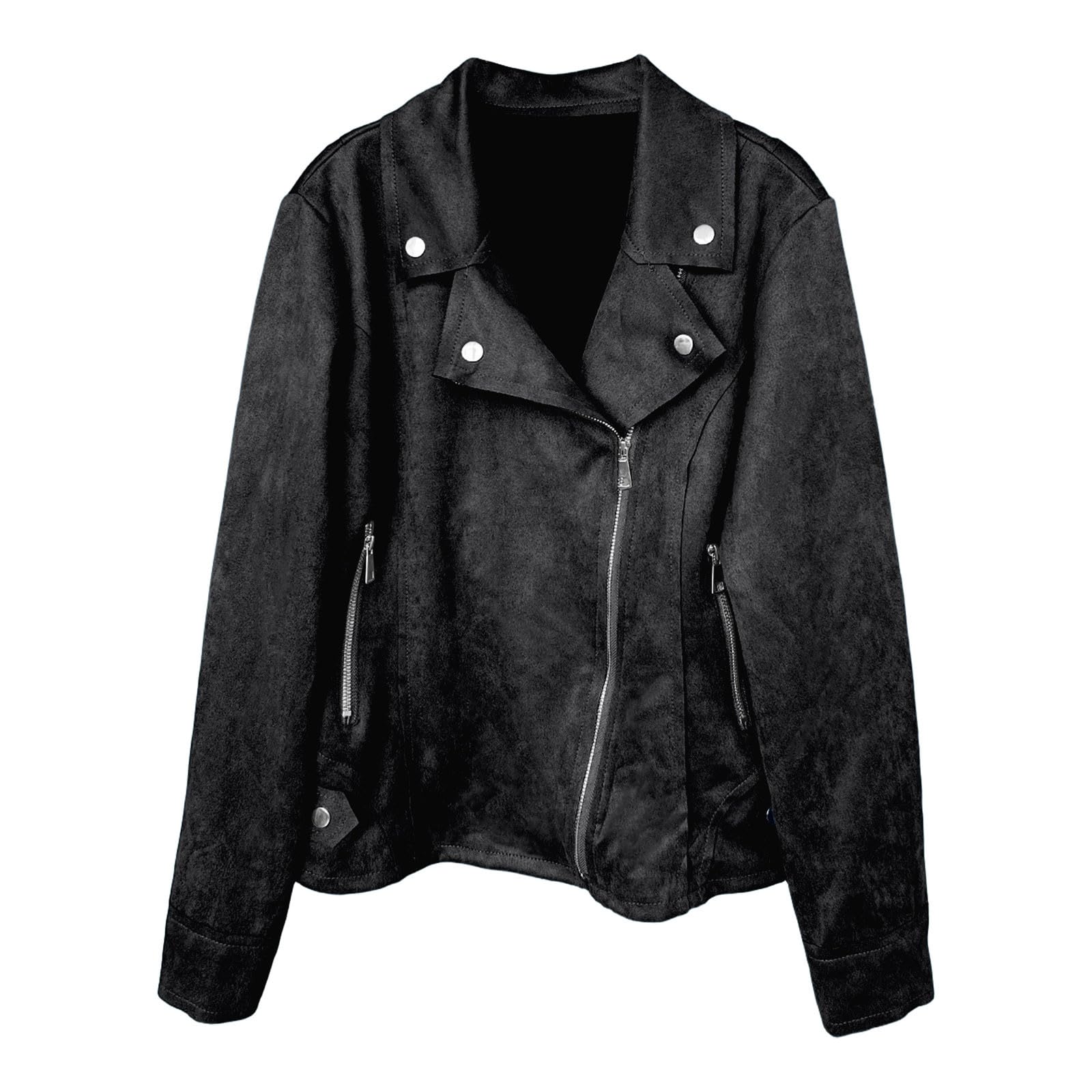 Chaqueta informal ajustada con cierre de cremallera y botones, ideal para otoño e invierno, sin marca.