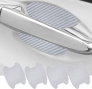 4 PCS Car Door Handle Sticker Universal, Non-Marking Auto Door Handle Protective Film, Carbon Fiber Anti-Scratches Car Door Cup Protector (Gray)