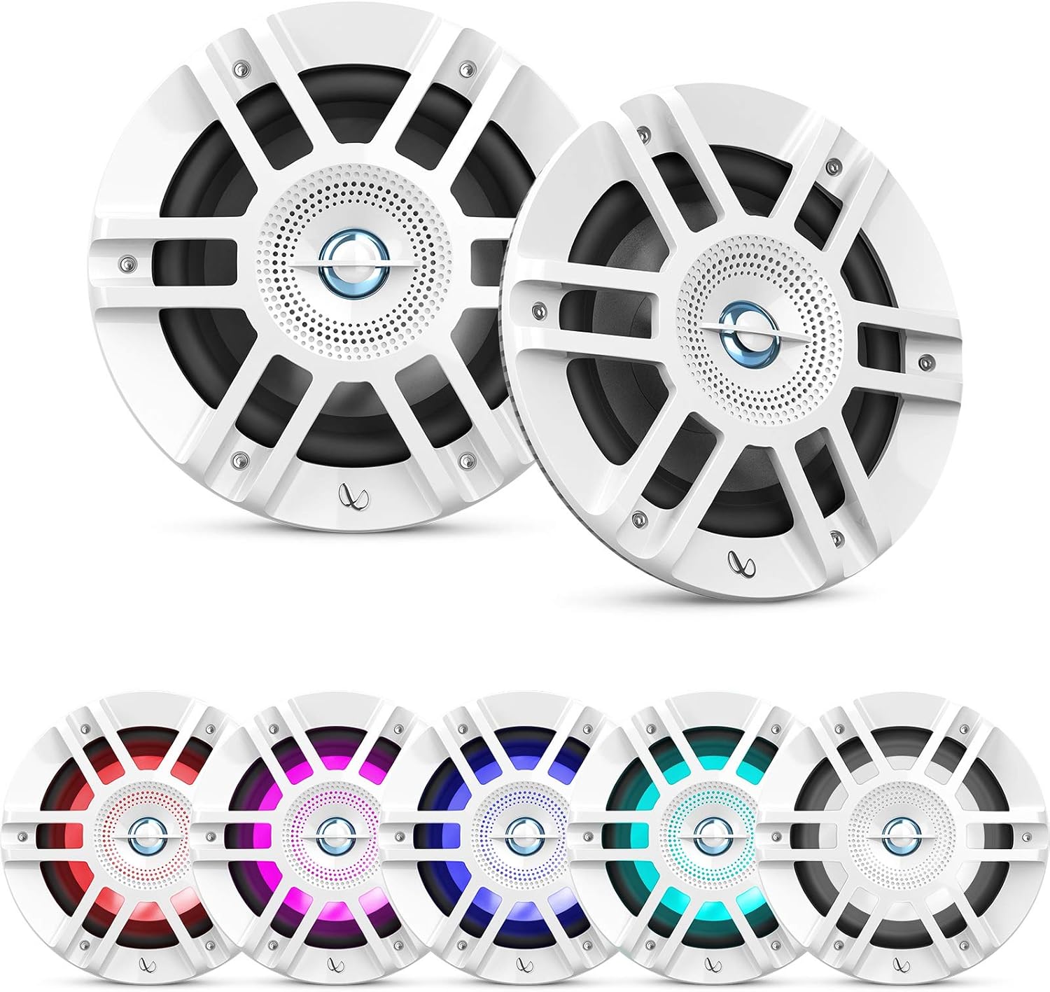 JBL PRV-175 Marine Gauge Hole Mount USB Bluetooth AM/FM Digital Stereo Receiver, Wired Remote, 20-Foot Extension Cable, 4x 6.5" 300 Watt Peak Power 2-Way RGB LED Boat White Speakers