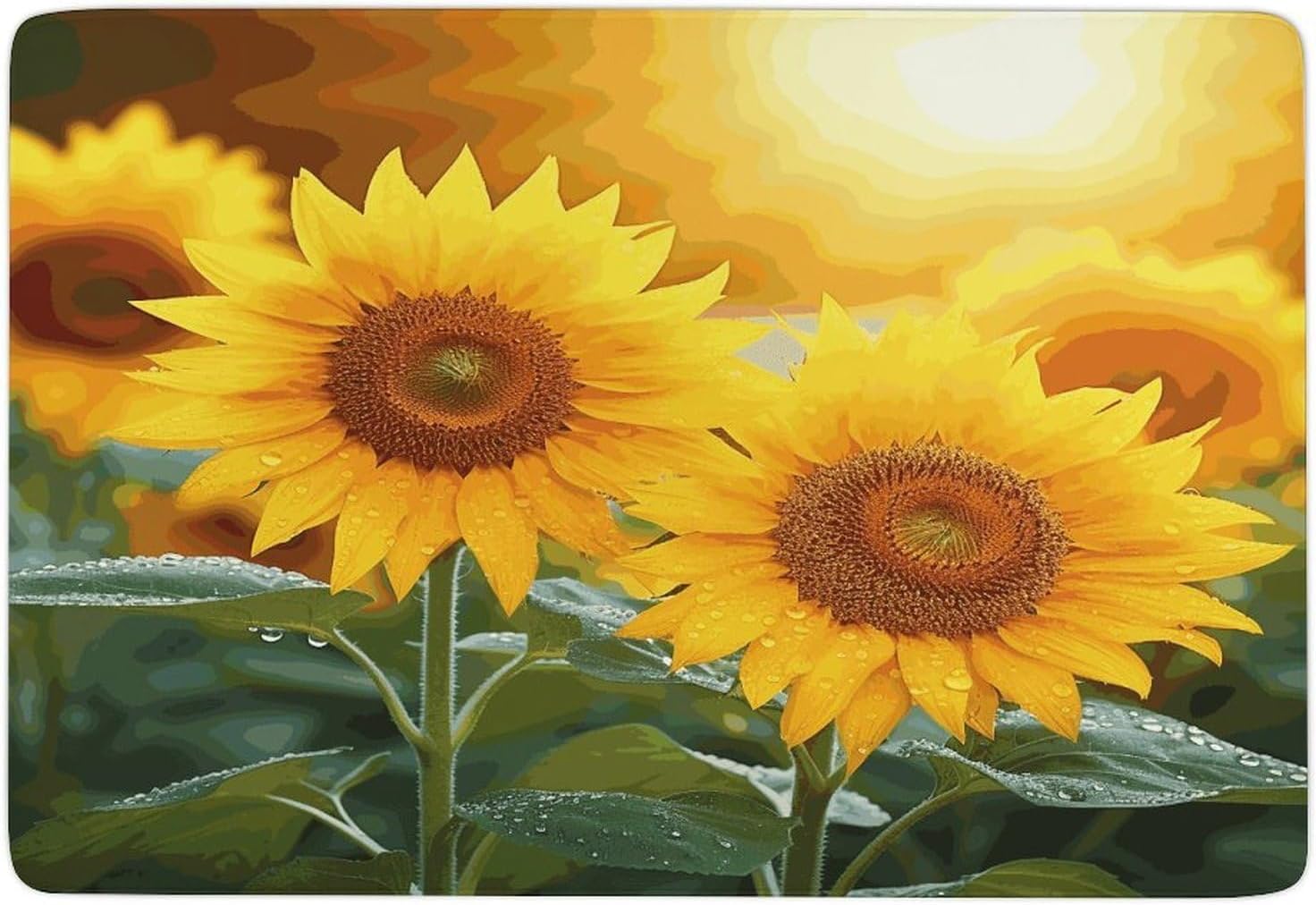 Sunflower Flowers Carpet for Living Room,Washable Dining Room Non-Slip Under Table Rug 40“x60”Large Rugs Lndoor Home Decoration Stain Resistant Carpet for Bedroom