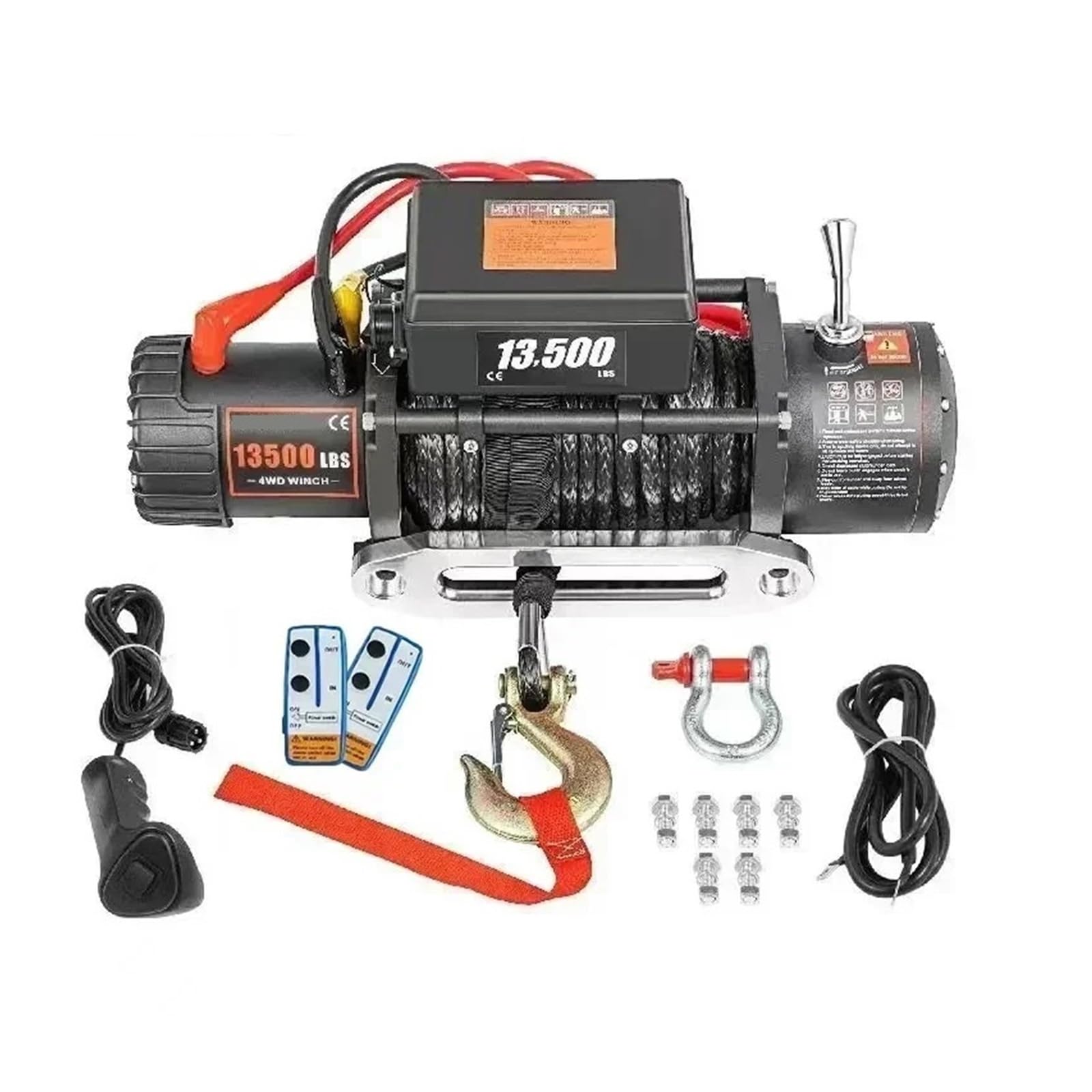 13500 LBS 12V Verricello Elettrico Fune Di Traino Sintetica 24M/92FT Paranco Sollevamento Per 4X4 Auto Rimorchio ATV Camion Off Road Boat Paranco Elettrico Telecomandato Argani