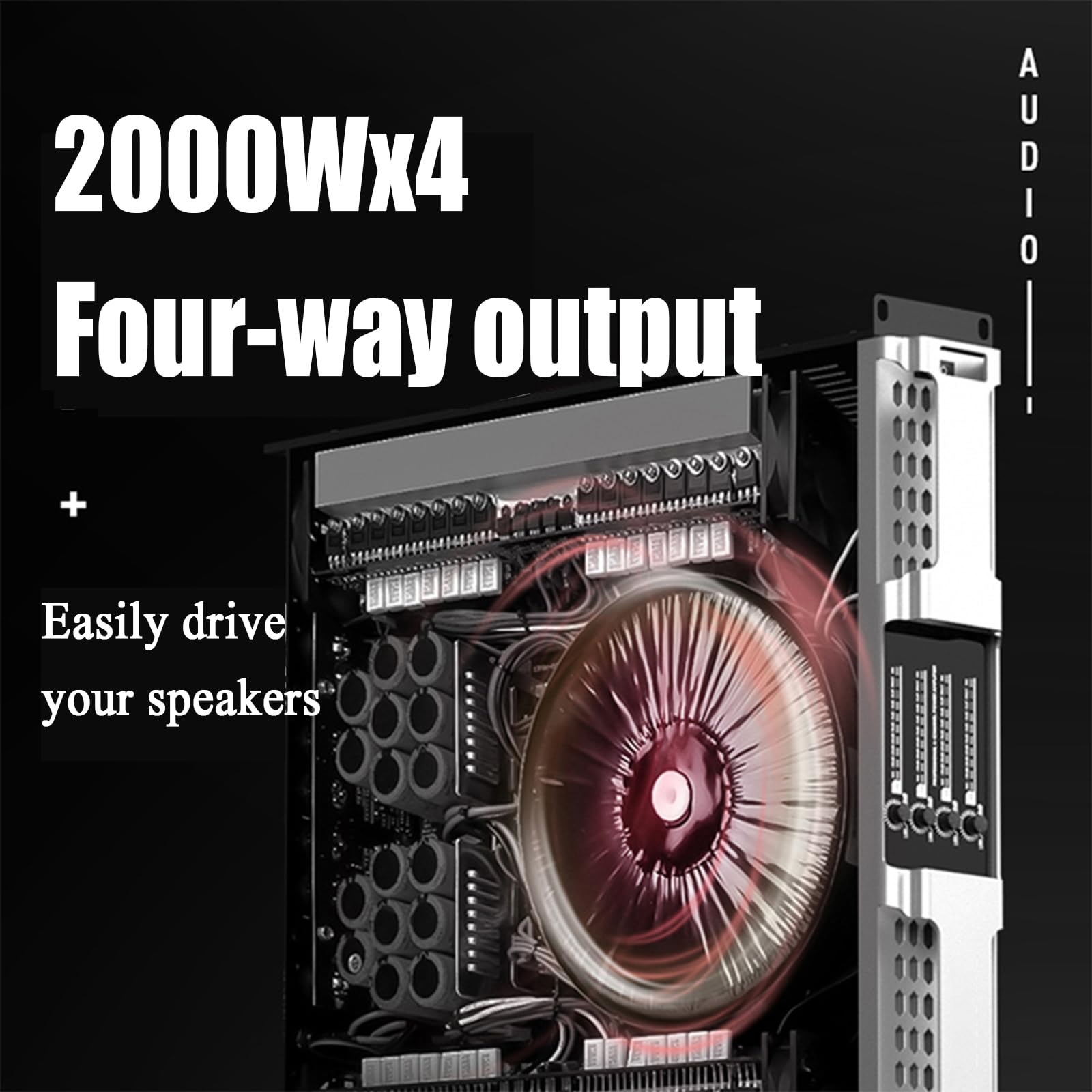 Amplificateur Stéréo Haute Puissance HiFi, 4 Canaux 2000 W (stéréo 8 Ω), Amplificateur Audio, Récepteur, Résolution 48 KHz, Fonction De Sécurité Intégrée, pour Home Cinéma Karaoké
