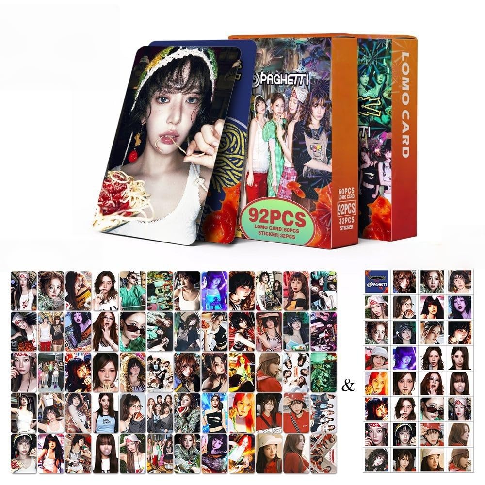 MXP LE-SSERAFIM 60 Pcs Photocards +32 Pcs Sticker 92pcs Laser Postcards 'FEARNOT' CHAEWON YUNJIN EUNCHAE Photo Cards(SPAGHETTI)